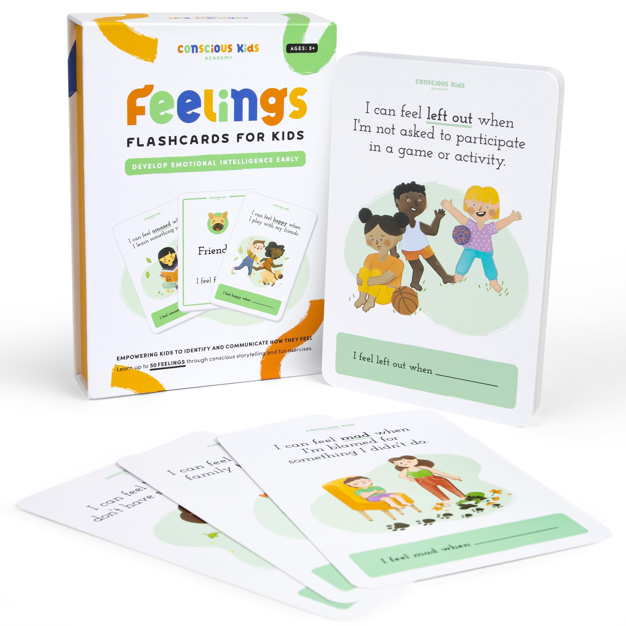 Emotional Learning Cards for Kids - 50 Feelings & Expression Flashcards for Toddlers, ADHD, Autism Therapy | Social Emotional Learning Tool for Classroom & Home Use | Teach Communication Skills & Emotional Intelligence