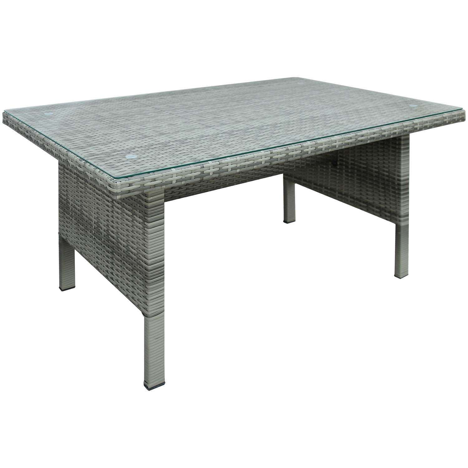 RUNNA 6-Piece Outdoor Patio Furniture Set - Waterproof Sectional Sofa with Tempered Glass Table & Ottomans for Poolside, Backyard, Garden, Lawn (Gray) - Perfect for Relaxing, Entertaining Guests & Outdoor Dining