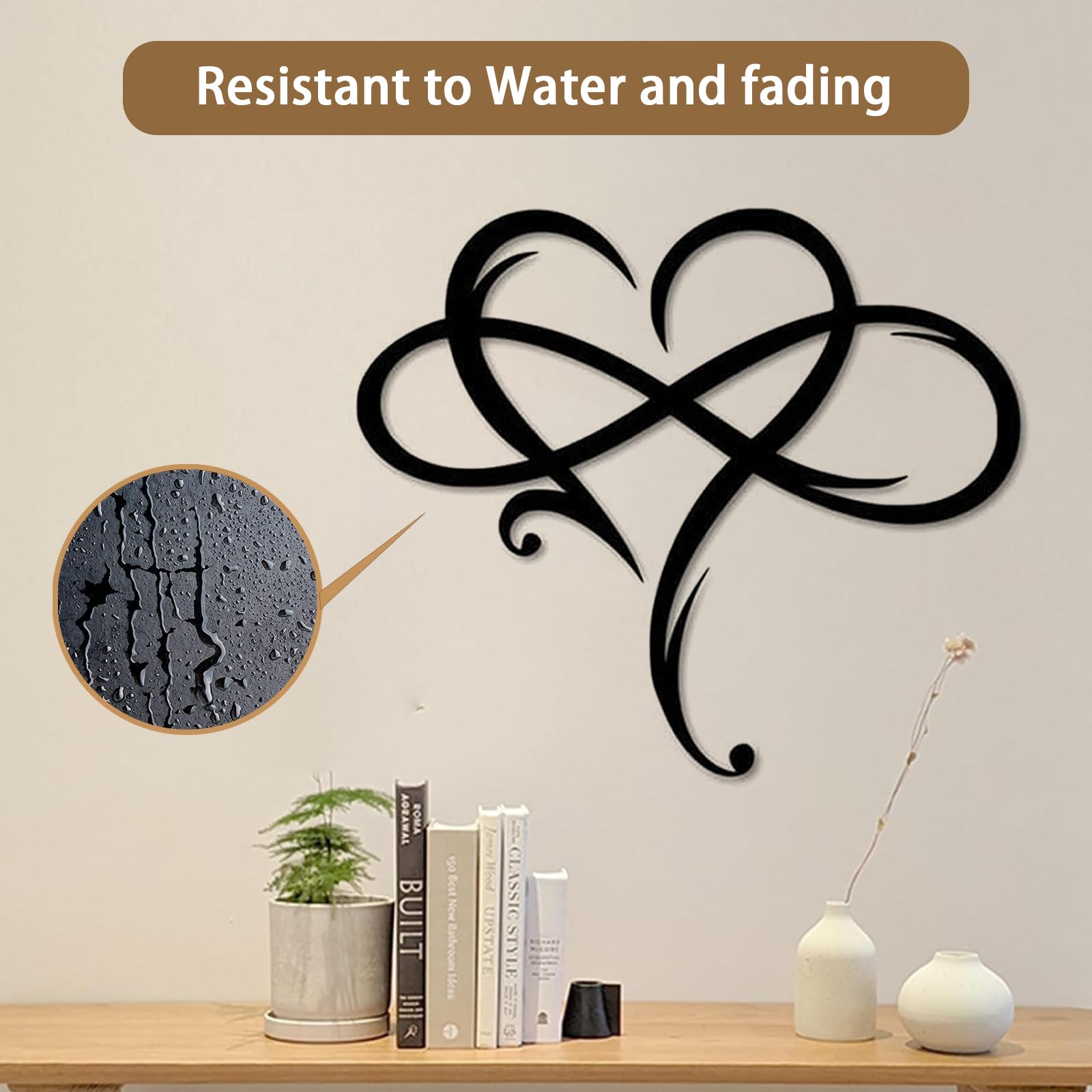 Infinity Heart Wall Decor - Metal Infinite Love Sign for Home, Living Room, Bedroom, Kitchen, Office - Perfect for Wedding, Housewarming & Romantic Gifts