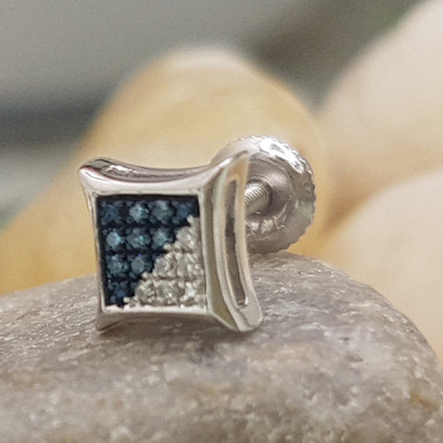 Dazzlingrock Collection 0.04 Carat (ctw) Round Blue & White Diamond Micro Pave Kite Stud Earrings - Elegant Jewelry for Women, Perfect for Parties, Weddings & Special Occasions