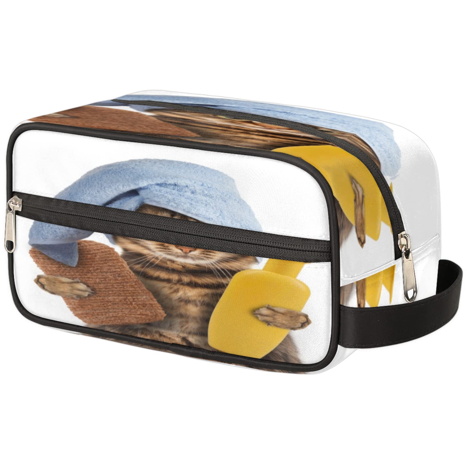 Funny Cat Toiletry Bag for Travel - Large Cosmetic Organizer for Women & Men, Perfect for Bathing & Shaving