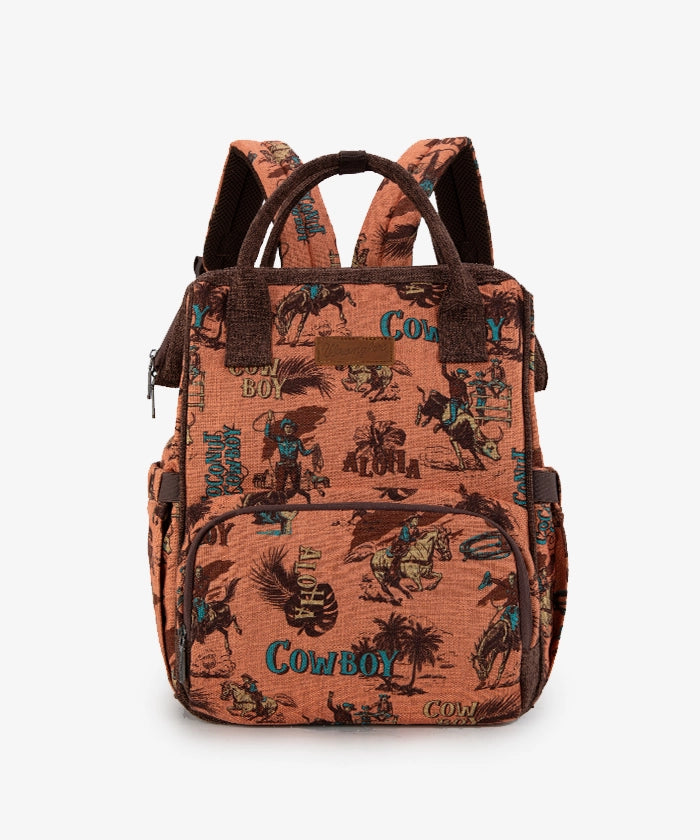 Wrangler Cowboy Print Diaper Bag - Stylish Baby Essentials Organizer for Travel, Outings & Parenting | Western-Themed Diaper Backpack for Moms & Dads