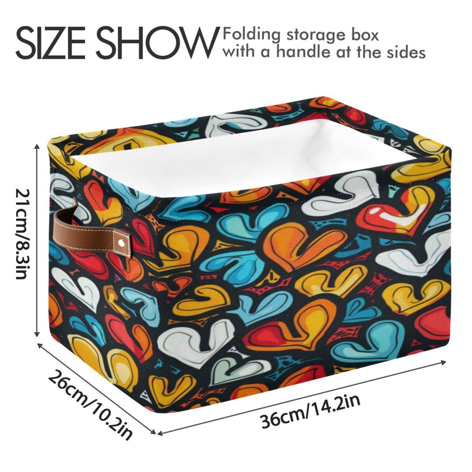 Large Fabric Storage Bins with Handles - Collapsible Heart Baskets for Clothes, Toys & Home Organization | Perfect for Shelves & Closets