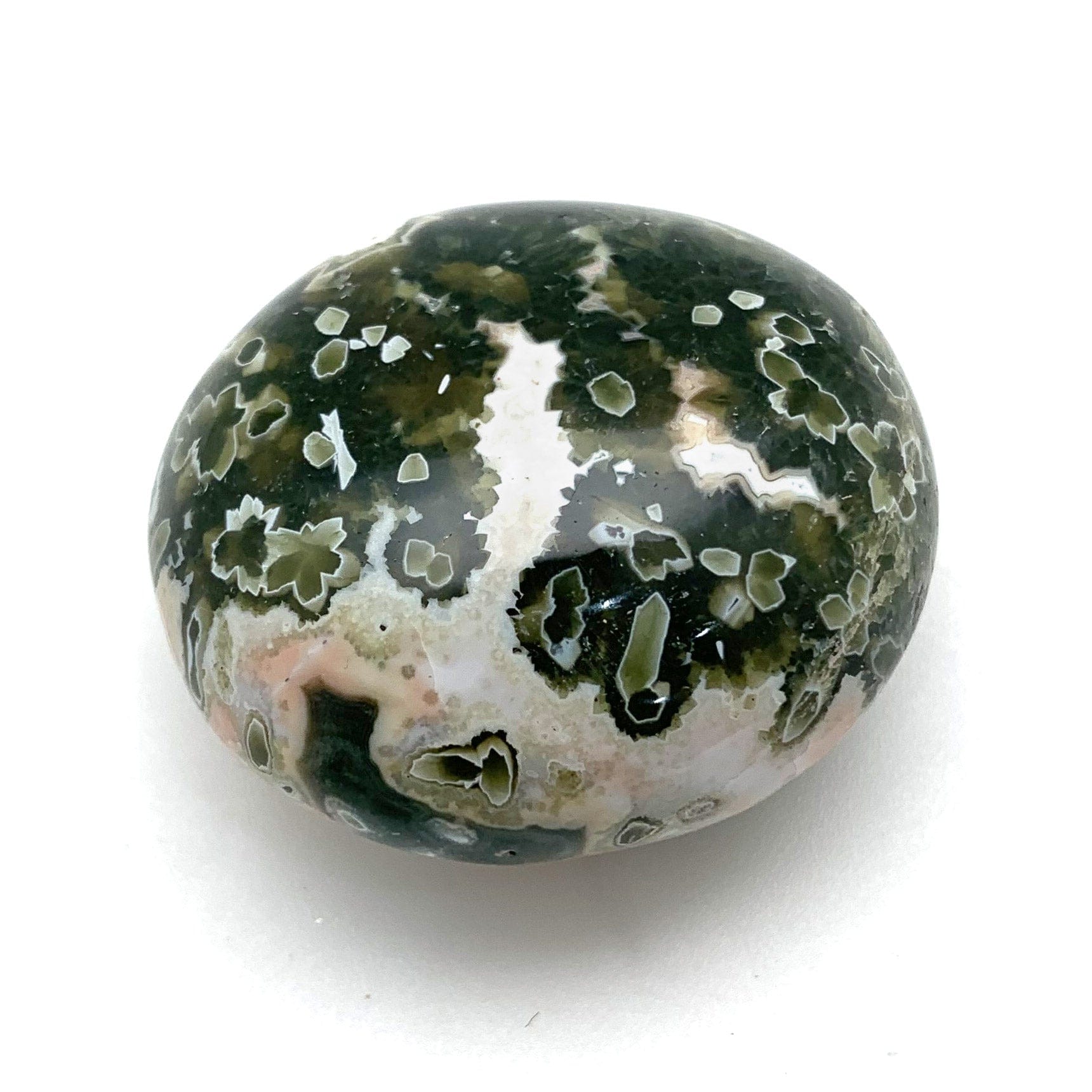 Jasper Ocean Palm Stone - Natural Healing Crystal for Stress Relief, Meditation & Positive Energy - Perfect for Home Decor, Yoga & Spiritual Practices