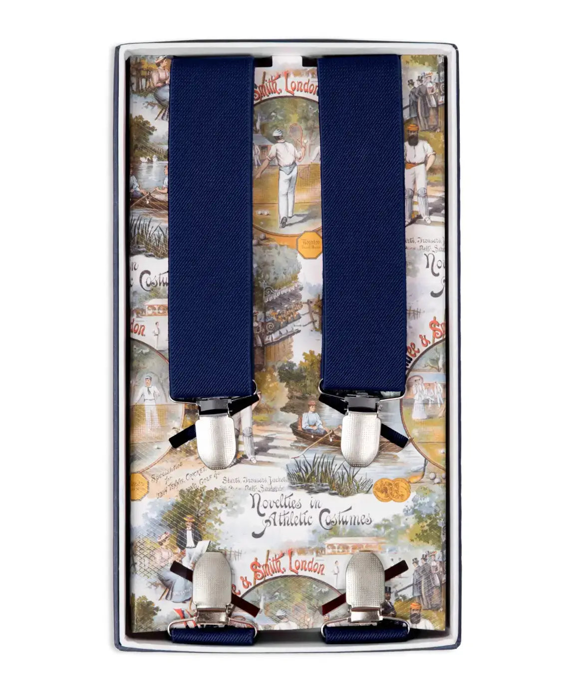 LA Smith Men's Navy X-Shaped Suspenders - Premium Adjustable Elastic Braces for Formal Wear & Vintage Style Outfits
