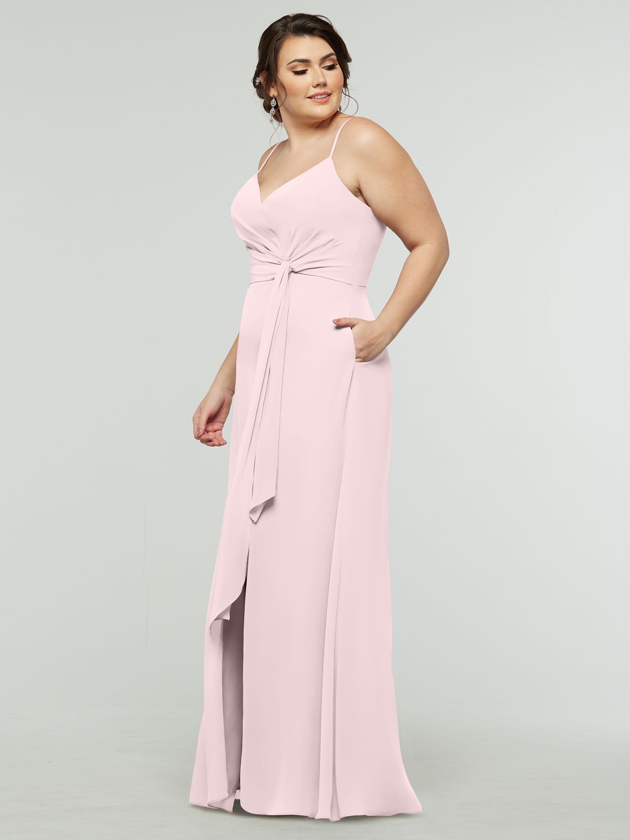 Elegant 80182 Chiffon A-Line Bridesmaid Dress with V-Neck & Spaghetti Straps - Perfect for Weddings, Formal Events & Special Occasions