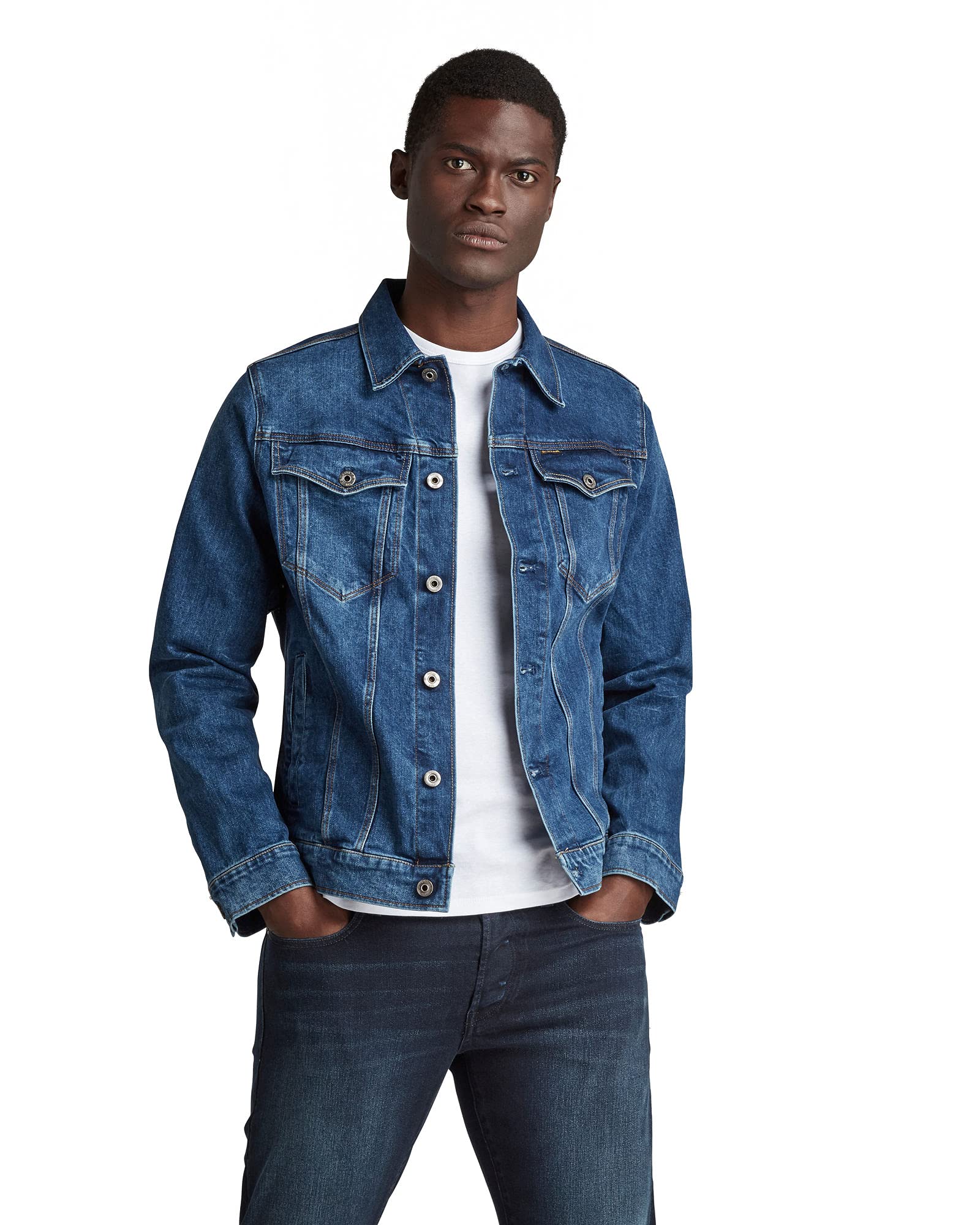 G-Star Raw Men's 3301 Slim Fit Denim Trucker Jacket - Vintage Wash, Classic Fit, Lightweight Comfort for Casual Wear & Street Style Outfits