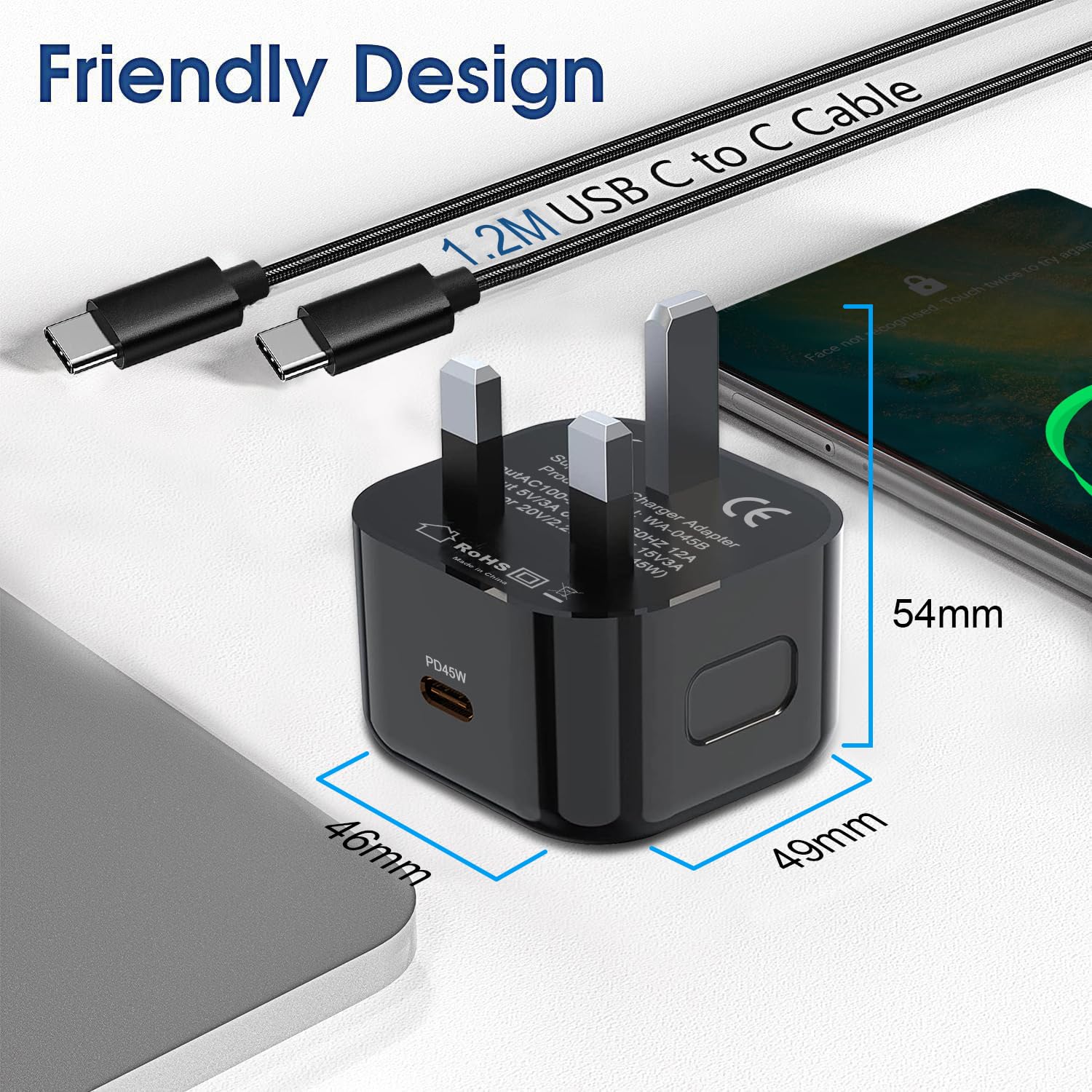 45W USB C Fast Charger Adapter with Cable - Compatible with Samsung Galaxy S25/S24/S23/S22/S21/S20, A Series (A55 5G/A54/A53/A33/A25/A16/A15), Tab S9/S10 & Z Flip/Fold 4/5/6 - Super Fast Charging for Phones & Tablets - Perfect for Travel, Home & Office Use