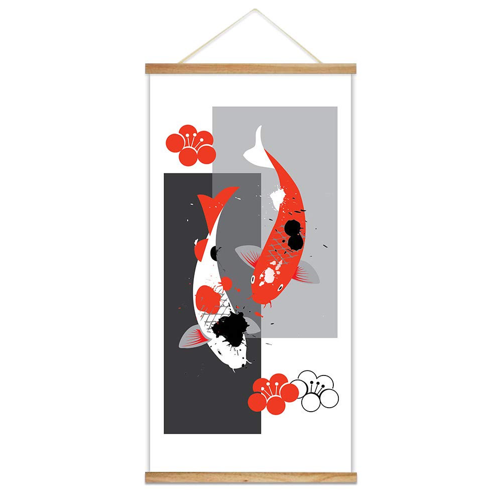 Wall26 Abstract Pet Fish Theme Wood Framed Hanging Poster Print - 18