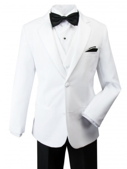 Boys White James Bond Tuxedo Suit - Formal Kids Tuxedo for Weddings, Parties & Special Occasions | Premium Quality Dress Suit for Boys