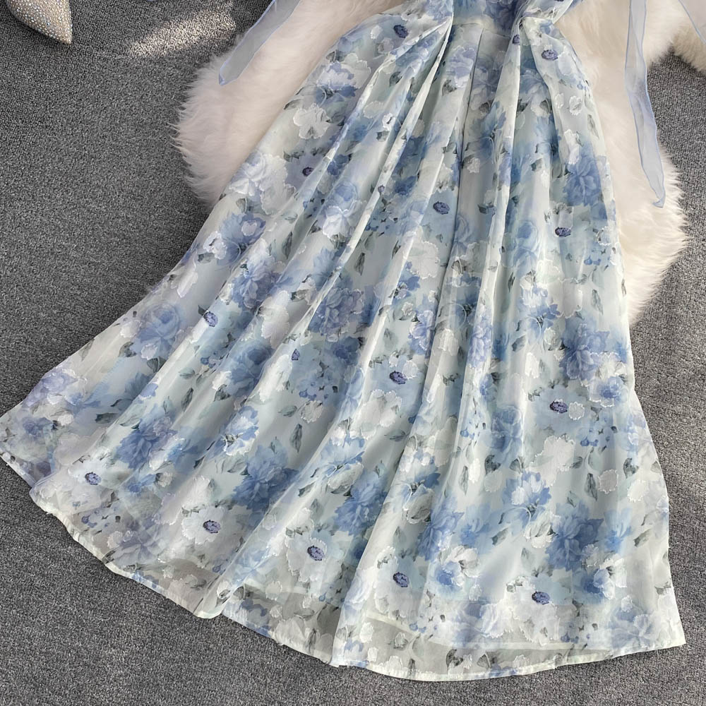 Floral Chiffon Fairy A-Line Dress - Summer Sweet & Cute Long Dress for Women | Perfect for Beach Weddings, Garden Parties & Romantic Dates