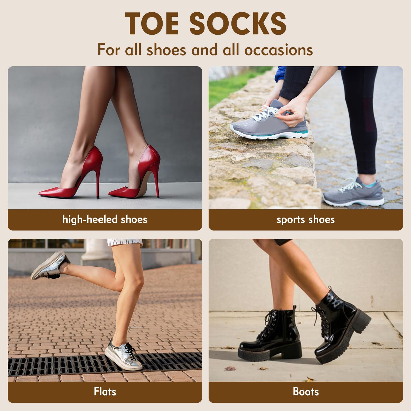 5 Pairs Women's Toe Socks for Bunions Relief - Breathable No Show Toe Separator Socks with Compression Support - Perfect for Yoga, Running, and Everyday Comfort