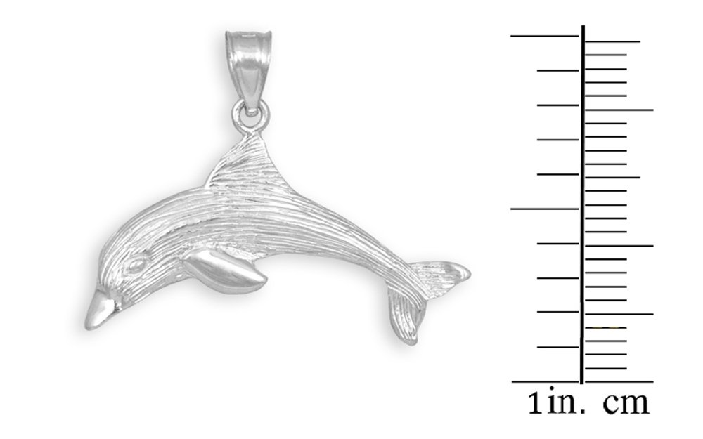 925 Sterling Silver Textured Dolphin Charm Pendant Necklace for Women - Elegant Marine Jewelry Gift for Beach Lovers & Ocean-Themed Occasions