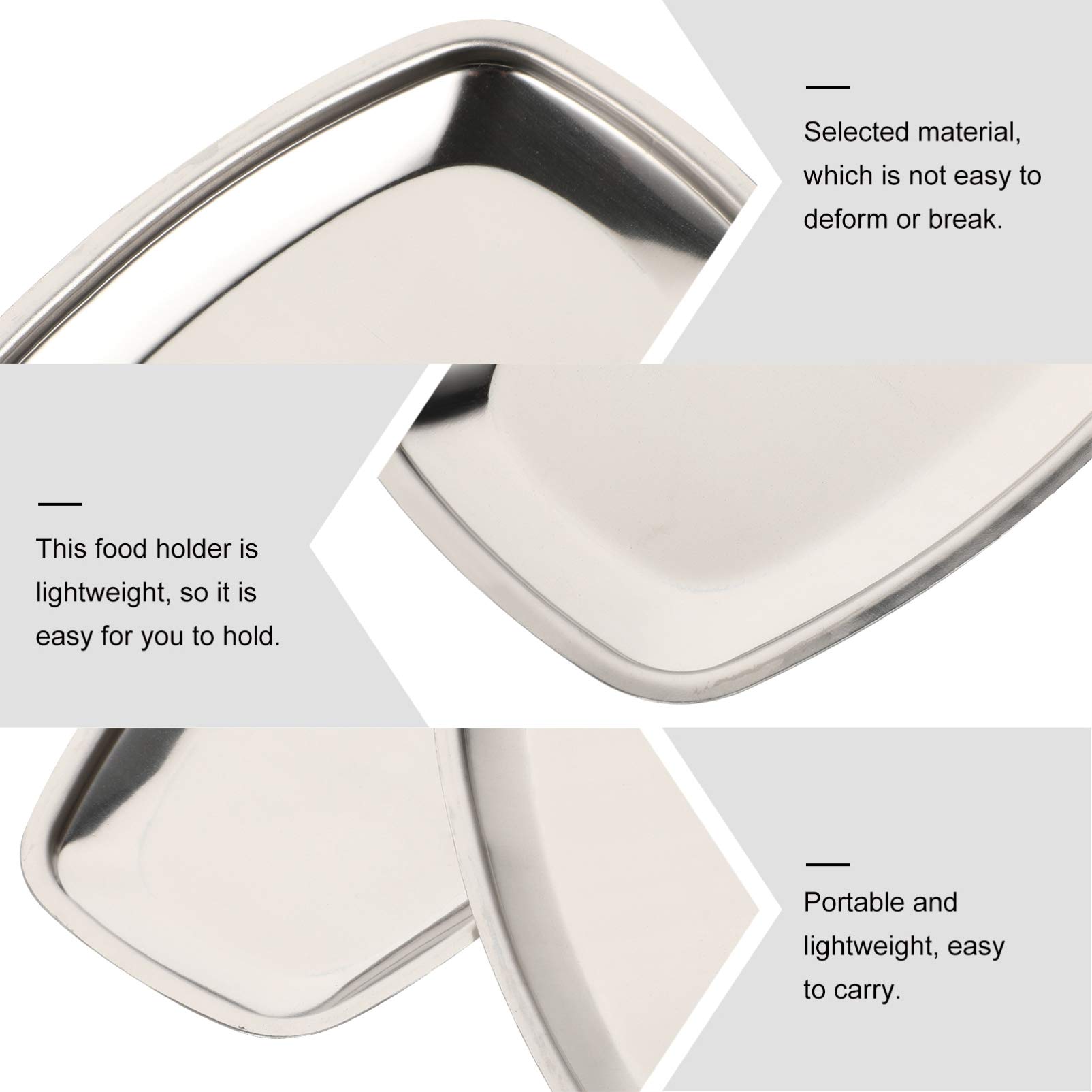 Hemoton 2-Piece Stainless Steel Appetizer Serving Tray Set - Oval Metal Towel & Napkin Holder, Pasta Plate, Trinket Dish - Perfect for Kitchen, Dining Table, Party & Home Decor