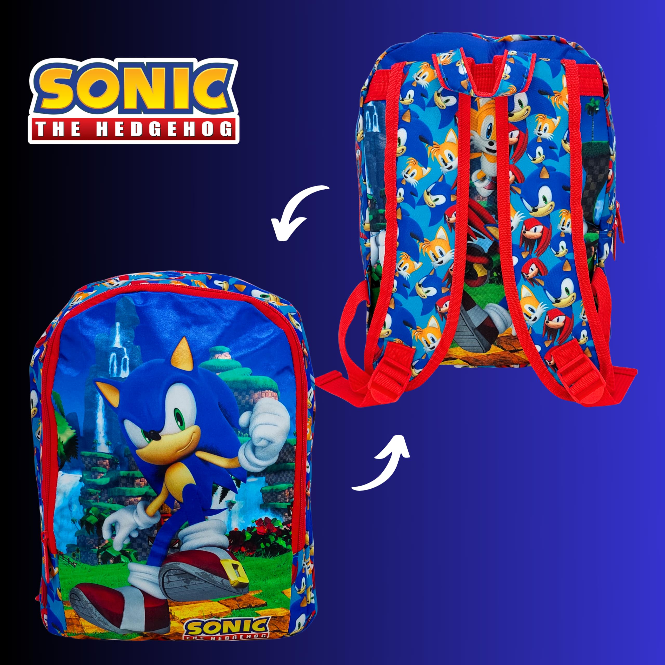 Sonic The Hedgehog Backpack for Kids & Teens, School Backpack, Travel Backpack with Wheels, Adjustable Design, Perfect Gift for Boys & Girls | 31 x 24 x 9 CM | Ideal for School, Travel & Everyday Use