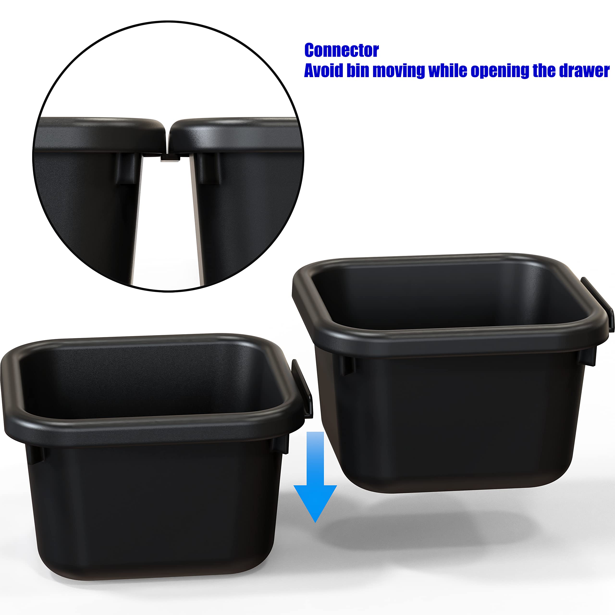 Interlocking Desk Drawer Organizer Bins - 10 Pack Black | Stackable Storage Containers for Office, Kitchen, Bathroom & Closet Organization