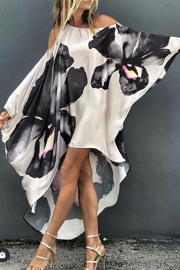 Elegant Floral Print One Shoulder Maxi Dress - Beach Cover Up, Summer Party & Vacation Outfit