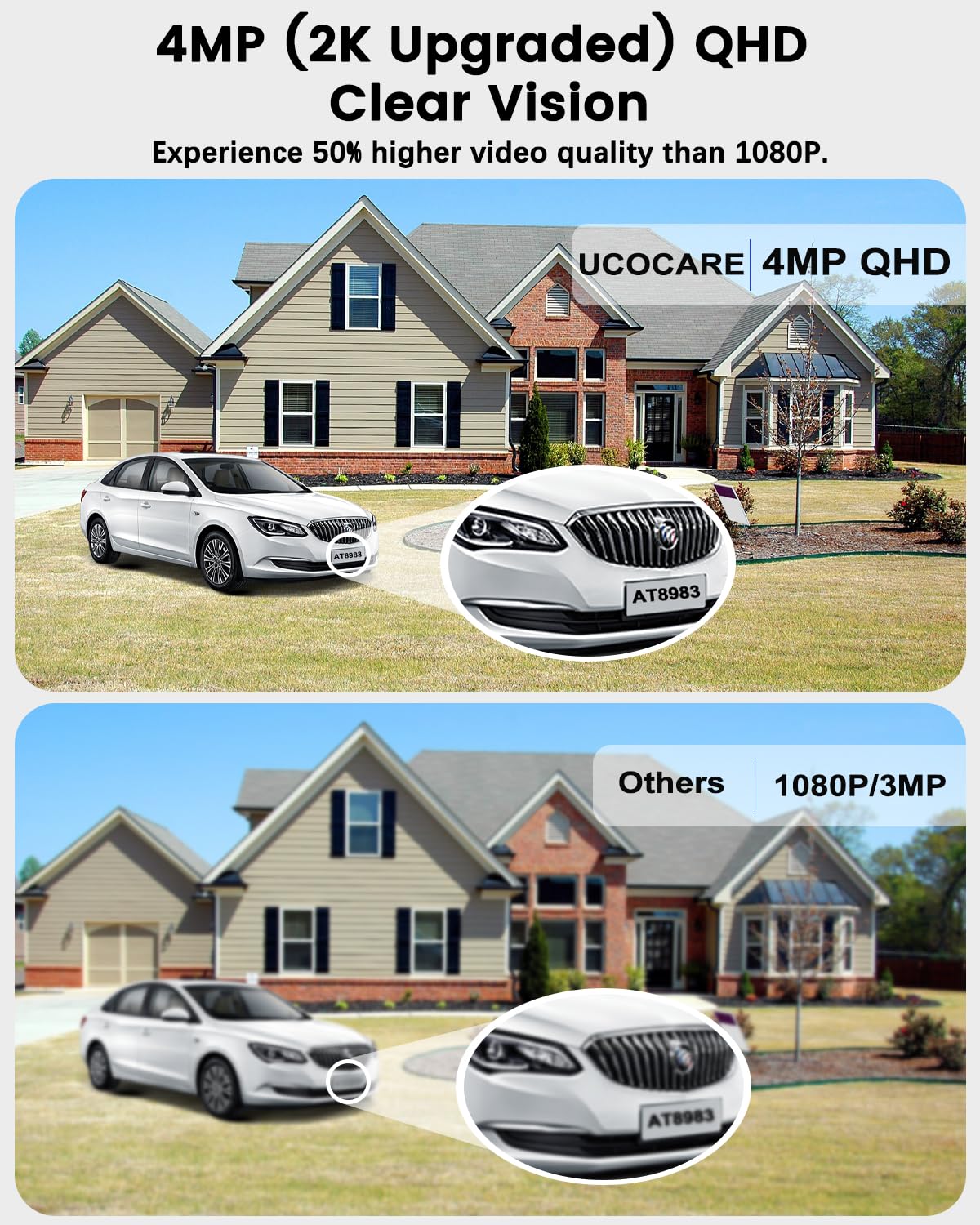 4MP QHD Wireless Solar Security Camera Outdoor - 360° View, 5W Solar Panel, 15000mAh Battery, 30m Color Night Vision, Smart Human Detection, 2-Way Talk, IP66 Weatherproof - Ideal for Home, Yard, and Business Surveillance
