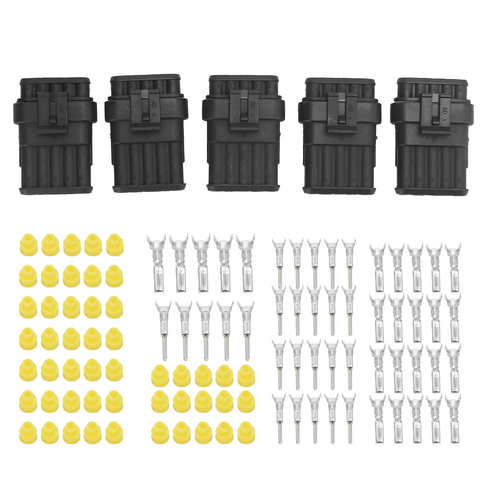 Aramox 5Pin IP67 Waterproof Wire Connector - 5pcs for Car, Truck, Motorcycle