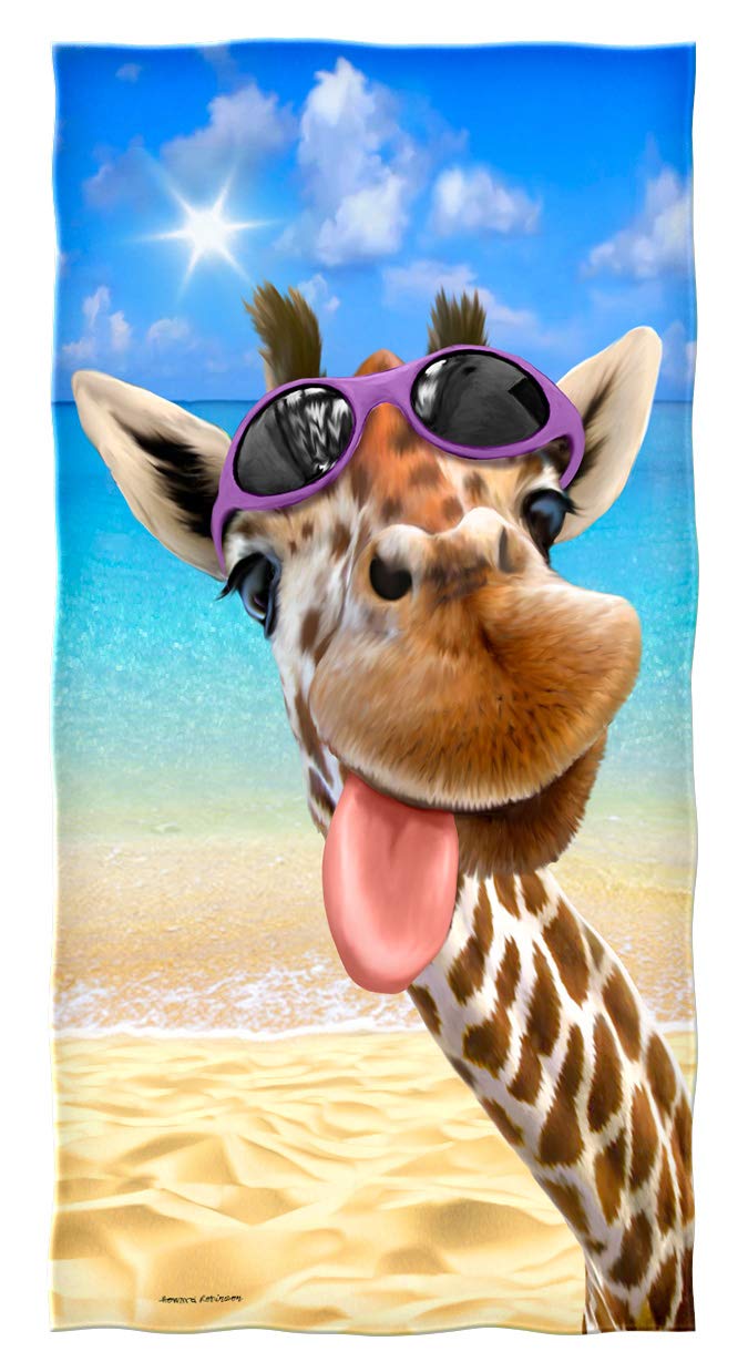 Premium Giraffe Print Beach Towel 30x60 Inches - Ultra Soft Plush Cotton Bath & Pool Towel for Women, Men, Kids - Perfect for Summer Beach Trips, Poolside Lounging & Animal Lovers Gift