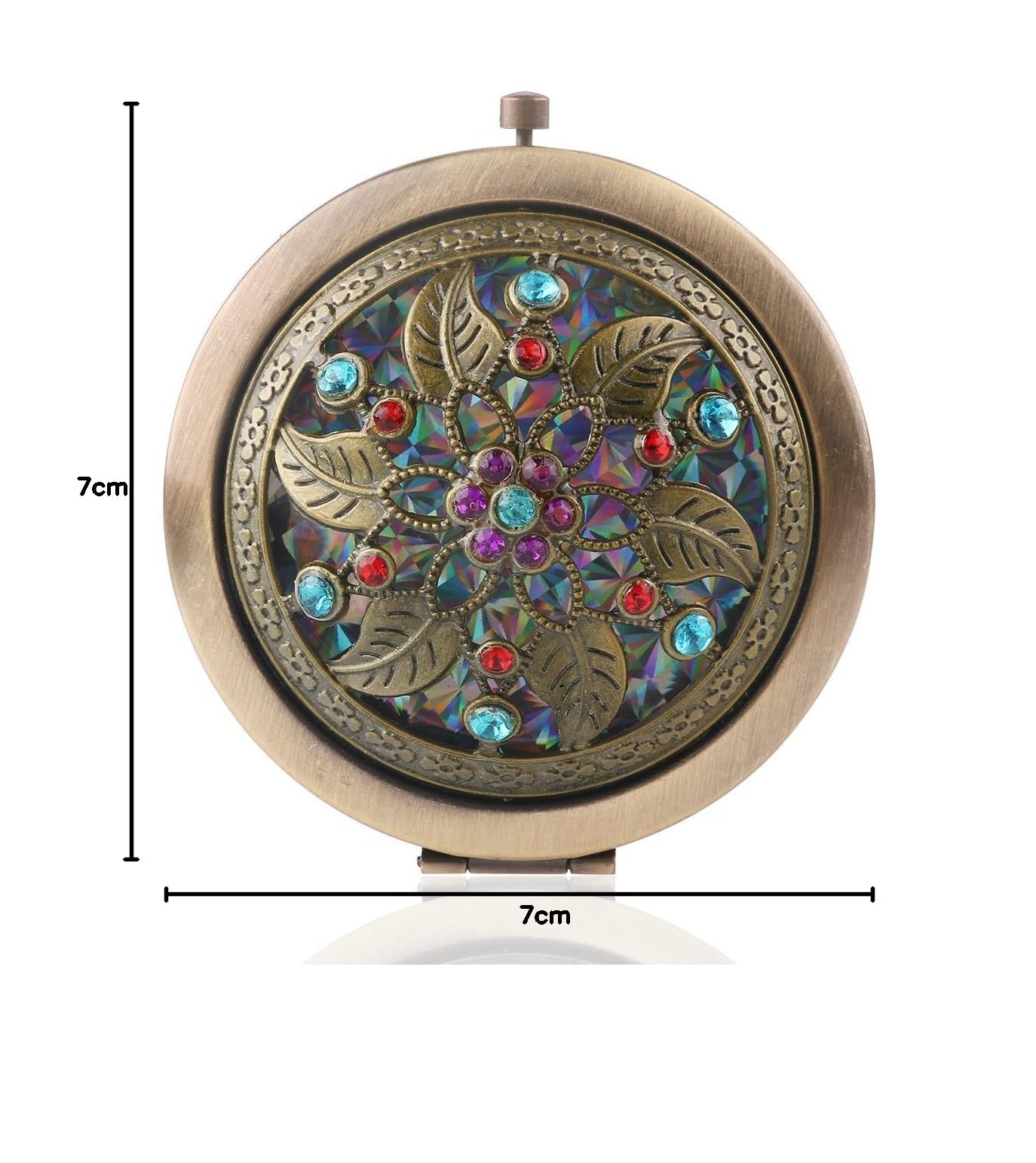 Antique Metal Double Sided Compact Mirror for Travel & Purse - Small Folding Pocket Makeup Mirror for Handbag, Cosmetic Touch Ups - Perfect for On-the-Go, Office, Travel & Daily Makeup Retouching (Random Style, Pack of 1)