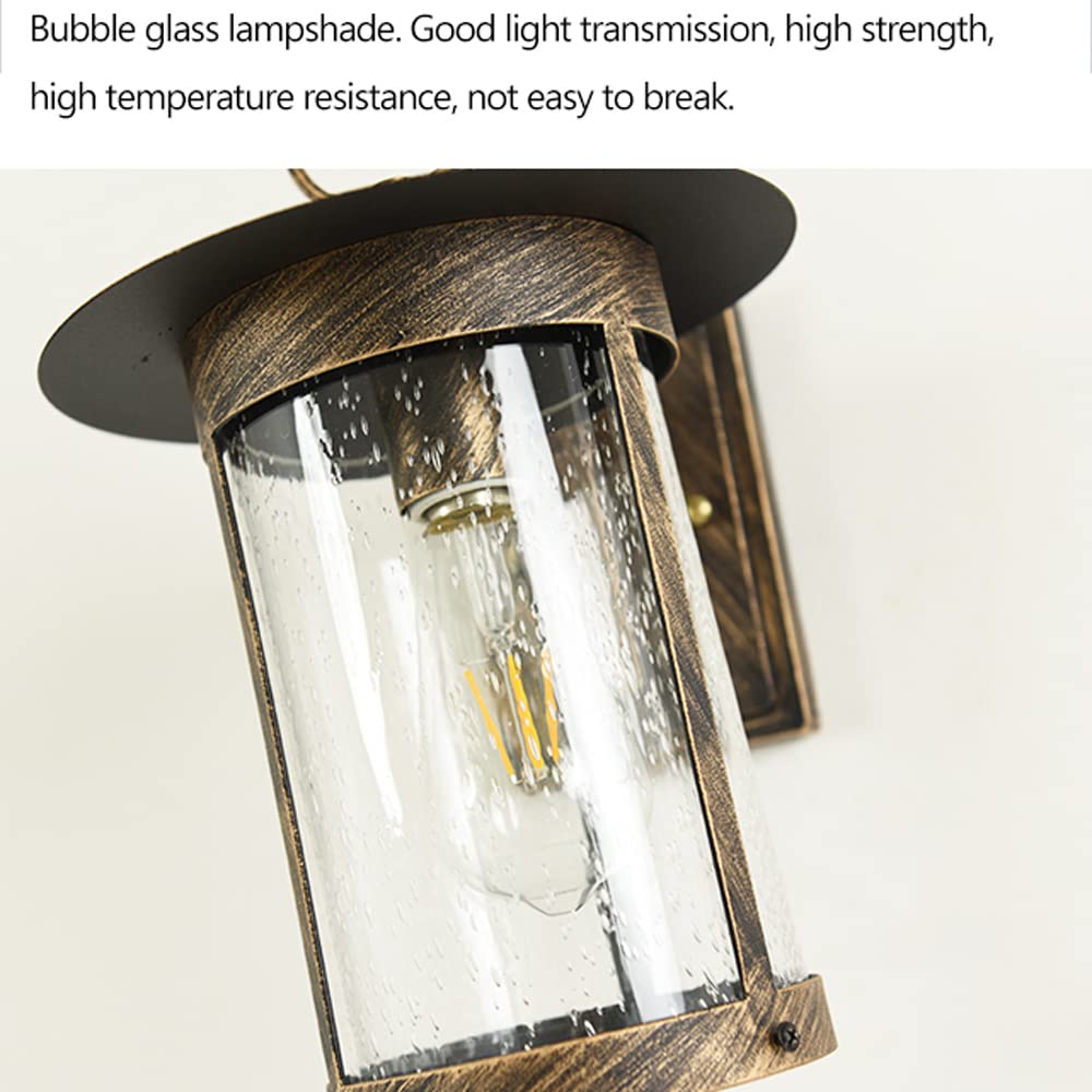 13.3 Inch Industrial Outdoor Wall Lights - Black/Bronze Finish Wall Sconce with Raindrop Glass Shade | Waterproof Exterior Lighting for House, Garage, Porch, Patio & Garden | Durable Weatherproof Wall Lantern for Outdoor Spaces