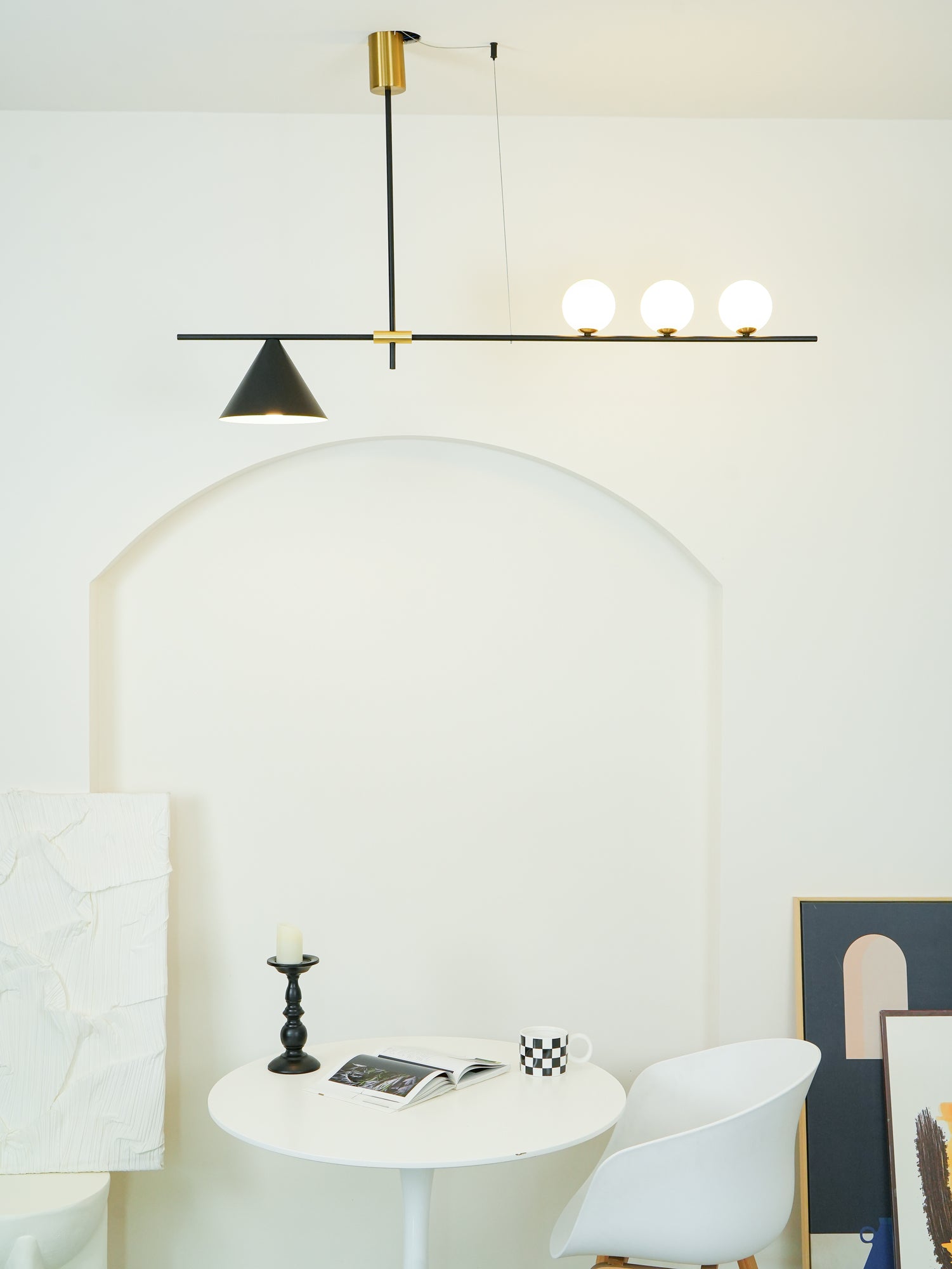 Eclipse Modern Linear Suspension Light - Sleek Minimalist LED Pendant Lighting for Kitchen Island, Dining Room & Living Room - Adjustable Hanging Fixture with Dimmable Warm White Light