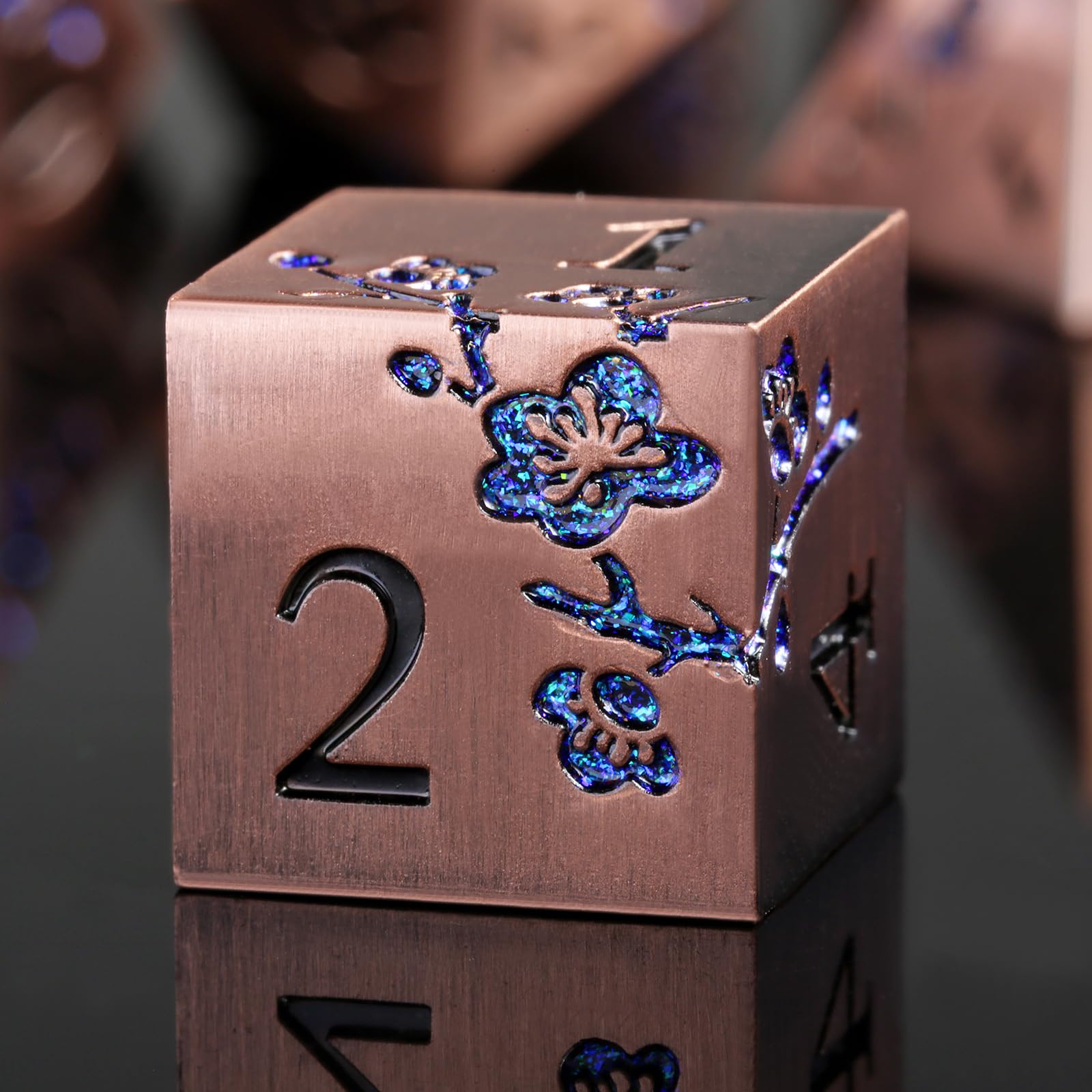 Premium 7-Piece Antique Copper Metal Dice Set - Floral Engraved DND Dice for Dungeons & Dragons RPG Tabletop Games, D&D Gifts with Elegant Storage Case - Perfect for D&D Campaigns, Collector Displays & Tabletop Gaming Nights
