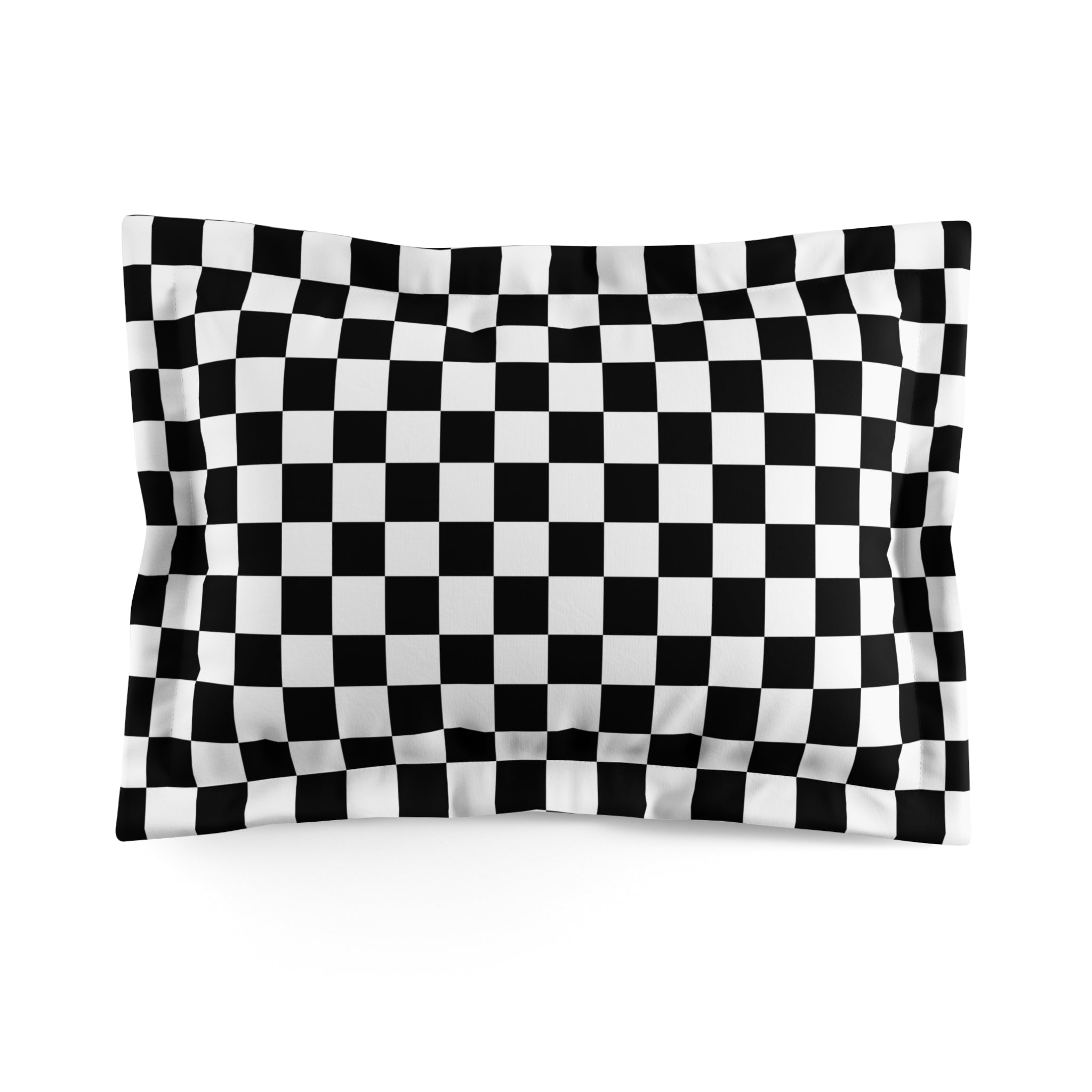 Black and White Checkered Microfiber Pillow Sham - Soft Decorative Pillow Cover for Bedroom, Sofa, and Living Room Decor