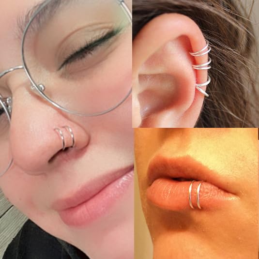 QWALIT Fake Nose Rings & Septum Piercings - Clip On Non-Piercing Faux Nose Hoops for Women & Men | Perfect for Costumes, Parties & Everyday Fashion Accessories