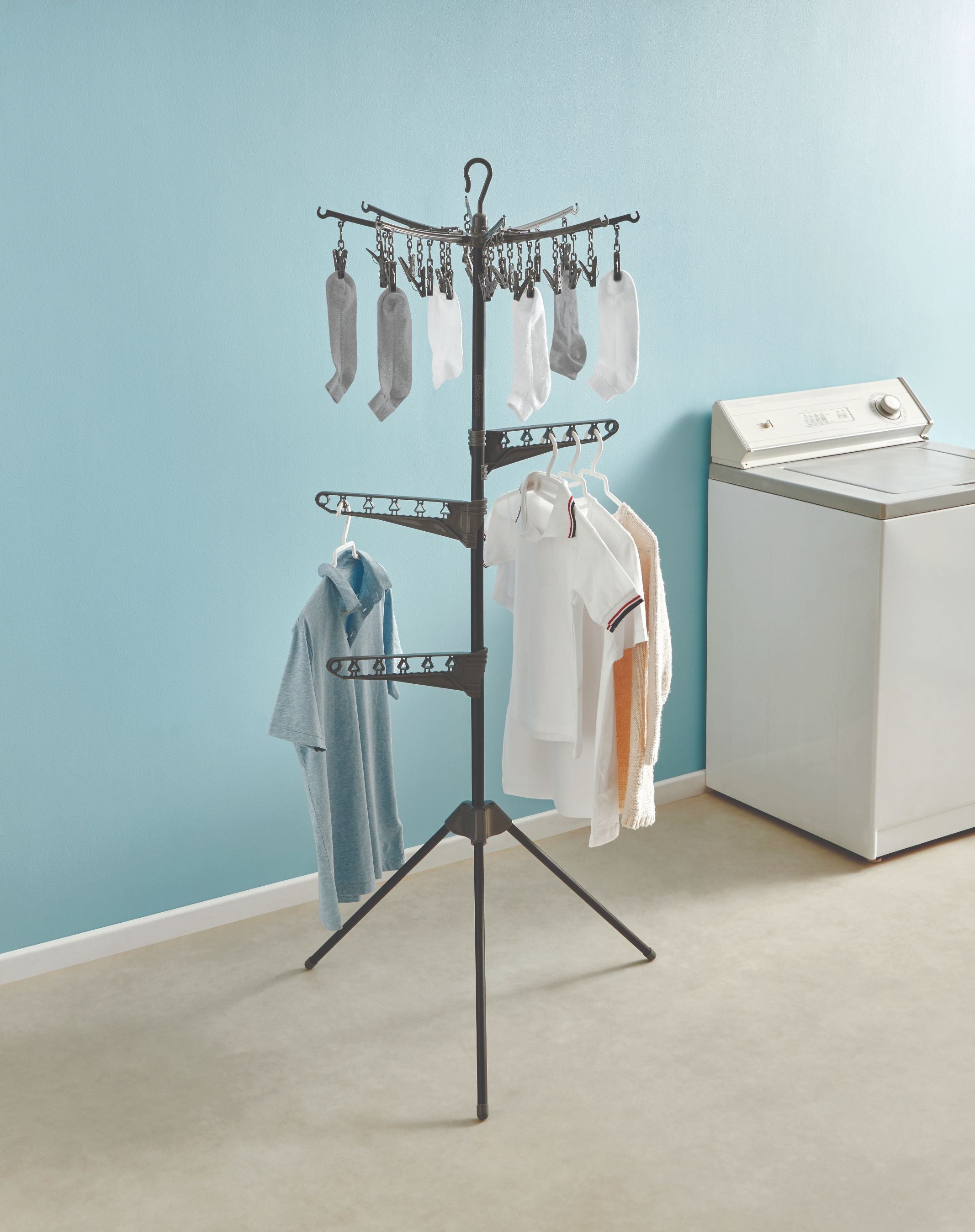Stainless Steel Tripod Drying Rack for Dishes, Cups & Utensils - Space Saving Kitchen Organizer for Countertop, Sink & Dishwasher
