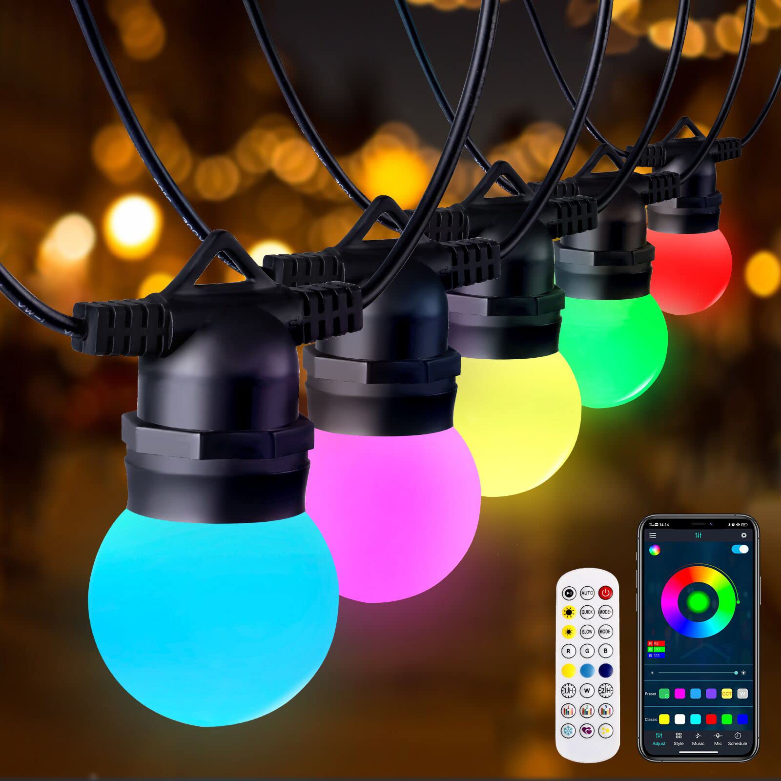 Outdoor String Lights - Waterproof Decorative LED Fairy Lights for Garden, Patio, Cafe, Birthday Party (Multicolor) | Perfect for Backyard, Wedding, Christmas & Holiday Decorations