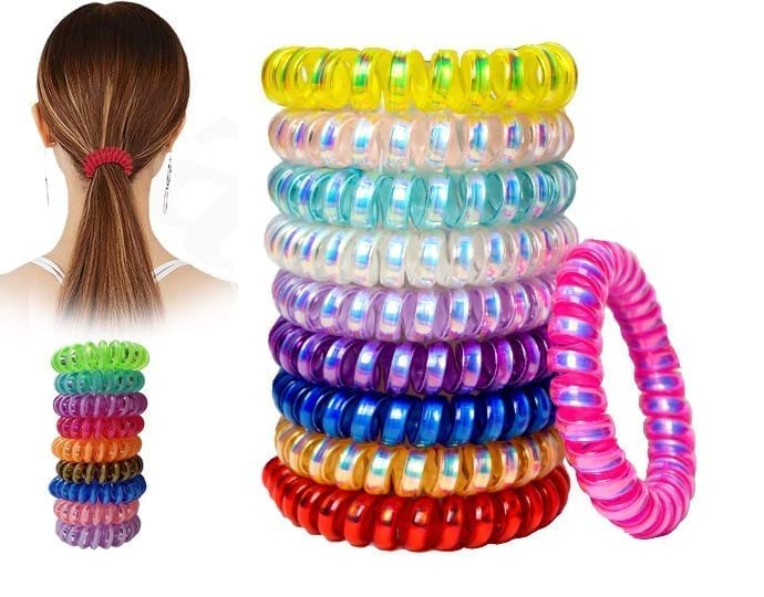 Boxo 12-Piece Spiral Hair Ties for Women & Girls - Soft Telephone Wire Hair Bands, Ponytail Holders, No-Slip Elastic Rubber Hair Accessories (Multicolor) - Perfect for School, Workouts, Sports & Everyday Styling