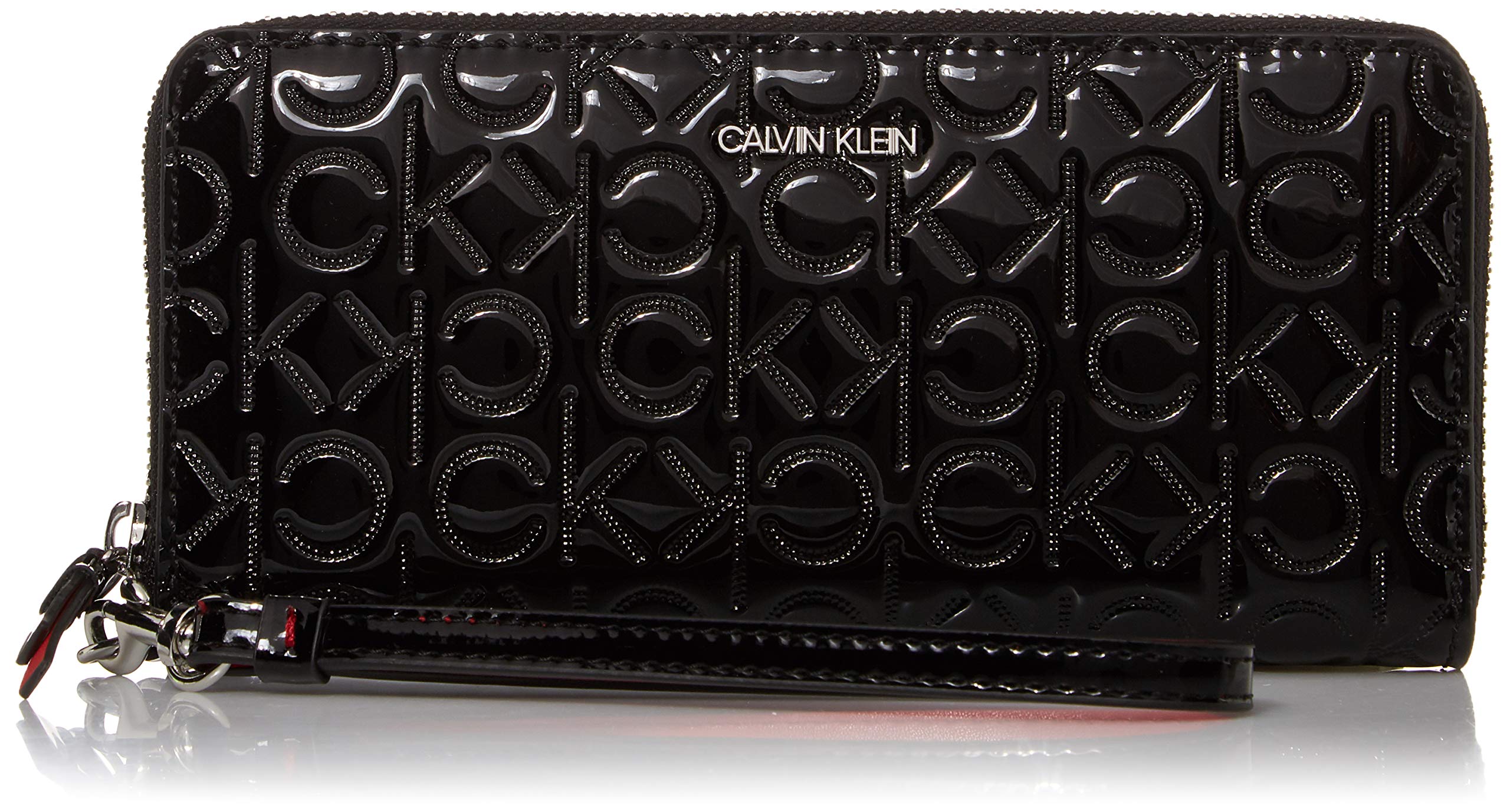 Calvin Klein Saffiano Leather Zip Around Wallet with Wristlet Strap - Slim RFID Blocking Continental Wallet for Women & Men | Perfect for Travel, Work & Everyday Use
