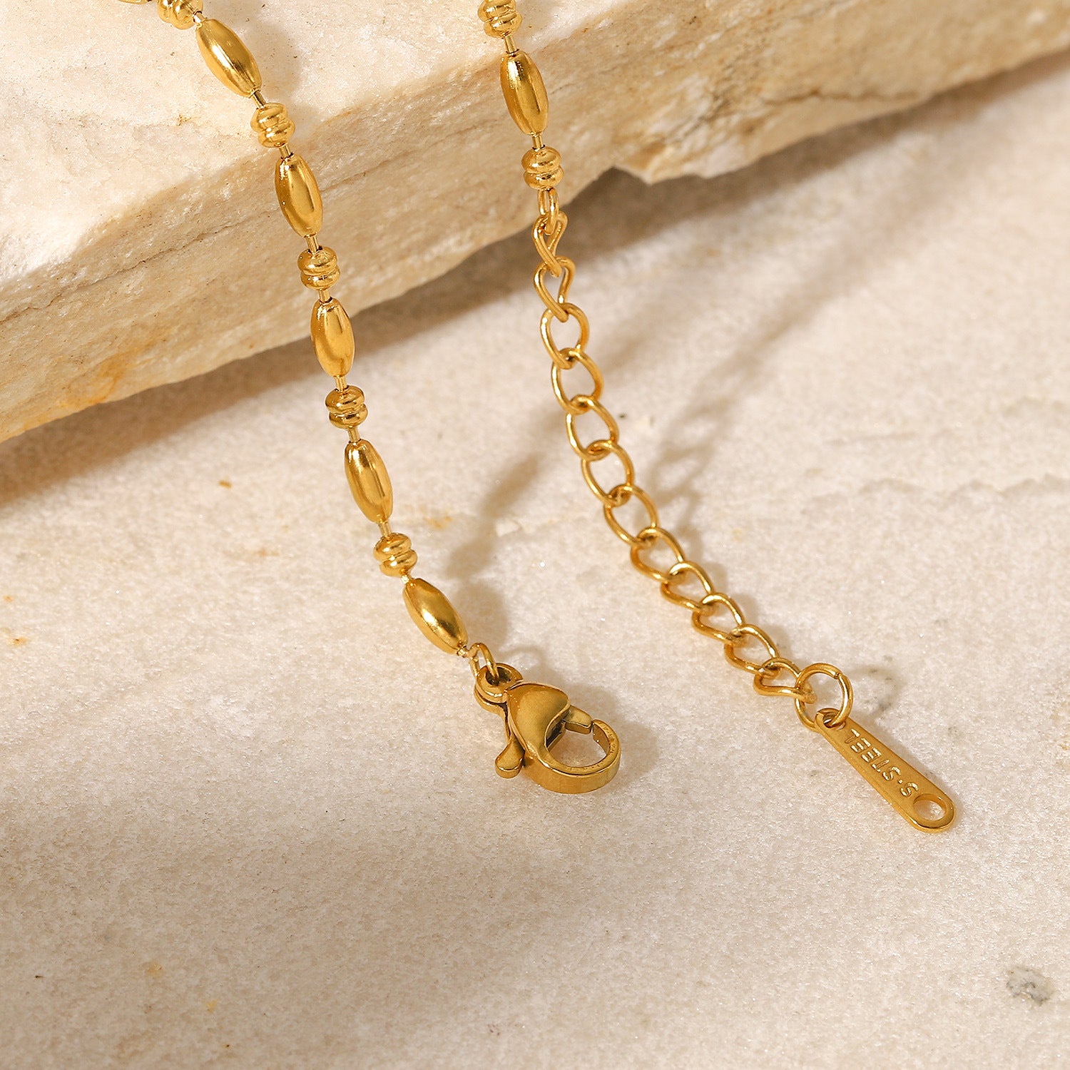 18K Gold Plated Minimalist Rice Beads Necklace & Bracelet Set - Elegant Jewelry Gift for Women | Perfect for Weddings, Parties & Everyday Wear (JDN982)