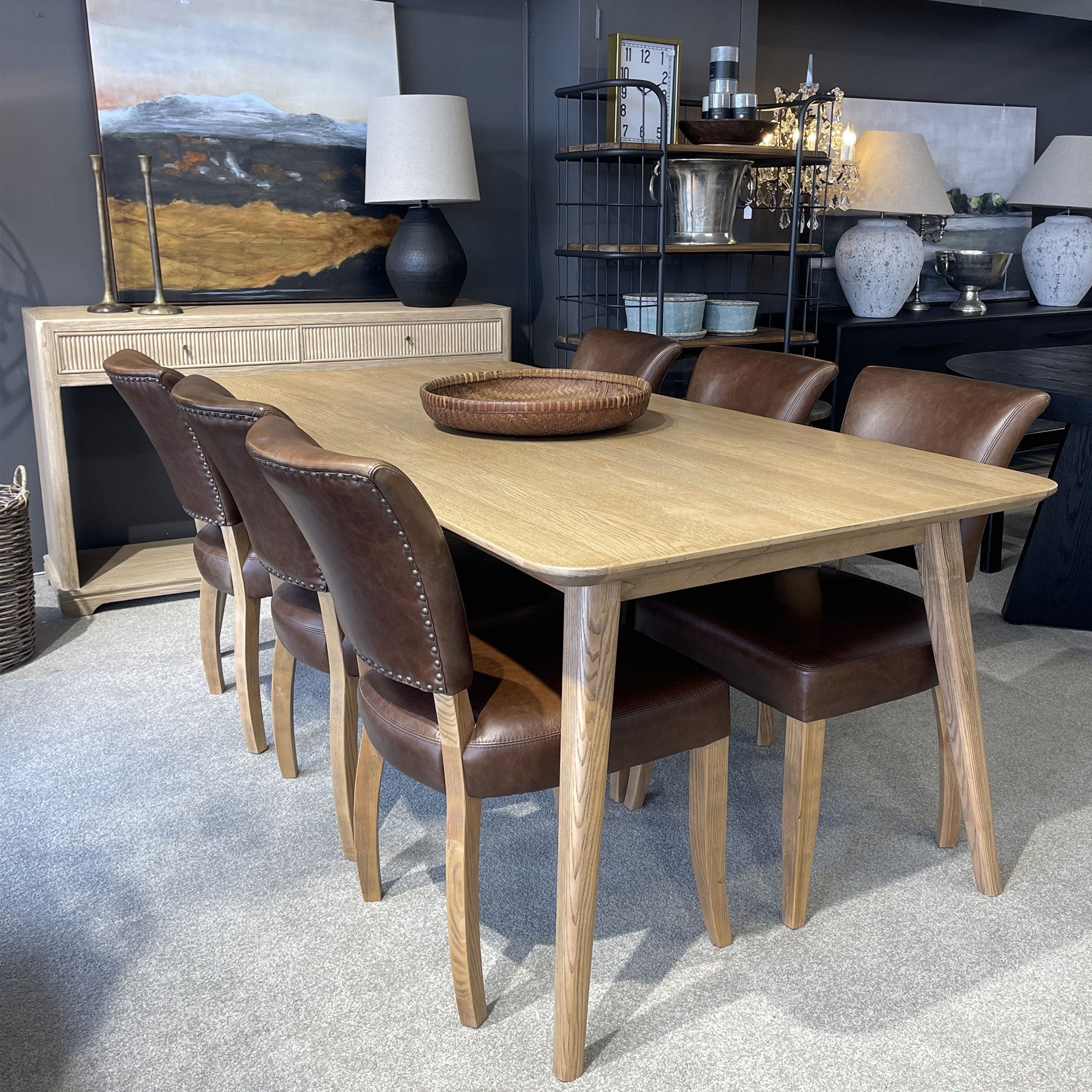 Riverton Solid Wood Dining Table 200cm - Natural Light Oak Finish - Perfect for Family Gatherings & Dinner Parties