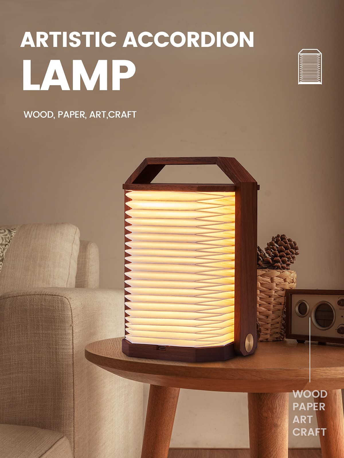Foldable Book Lamp - Cordless LED Table Lamp with Long Battery Life, Soft Ambient Glow & Diverse Shapes | Portable Paper Lantern for Birthday Gifts, Study, Bedside Reading, Camping & Patio Decor
