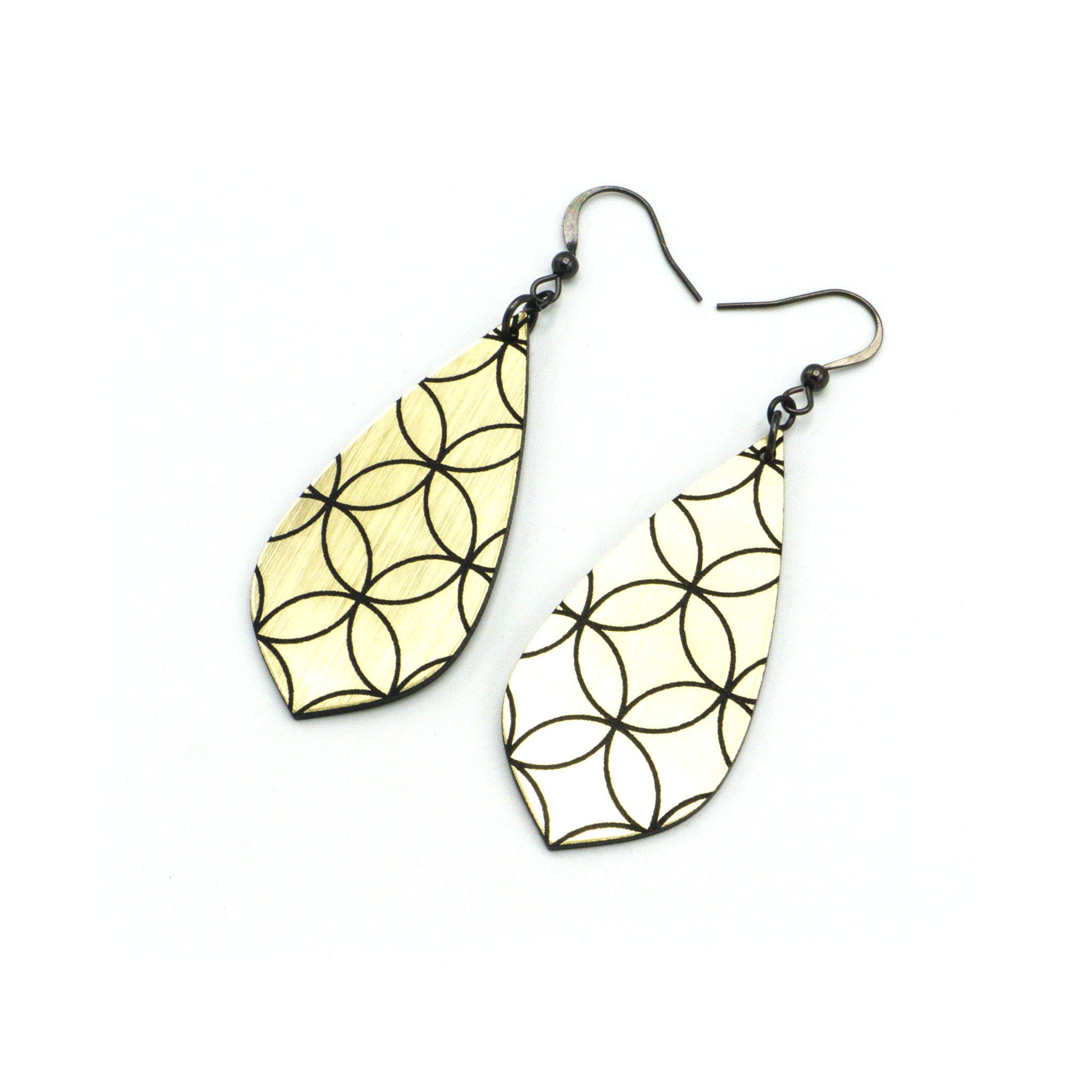 Acrylic Earrings for Women - Brushed Gold & Black Geometric Dangle Earrings | Trendy Fashion Jewelry for Parties, Work & Everyday Wear