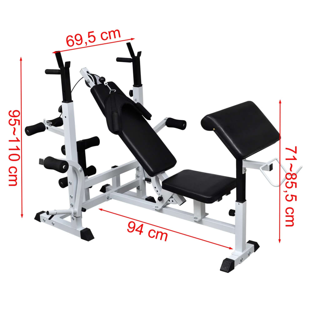 vidaXL Adjustable Weight Bench for Home Gym - Heavy Duty Strength Training Equipment for Full Body Workouts - Perfect for Squats, Bench Press, and Dumbbell Exercises
