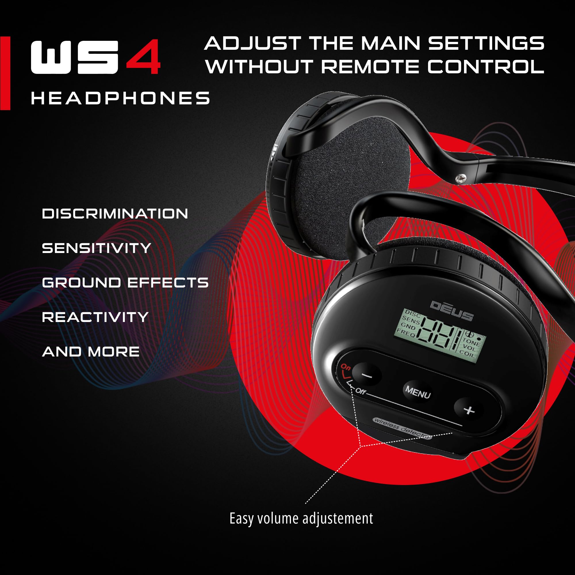 XP WS4 Wireless Headphones for Deus Metal Detector - Waterproof, Foldable & Lightweight Detecting Headset with Detachable Module | Perfect for Beach Hunting, Gold Prospecting & Outdoor Treasure Hunting (D09)