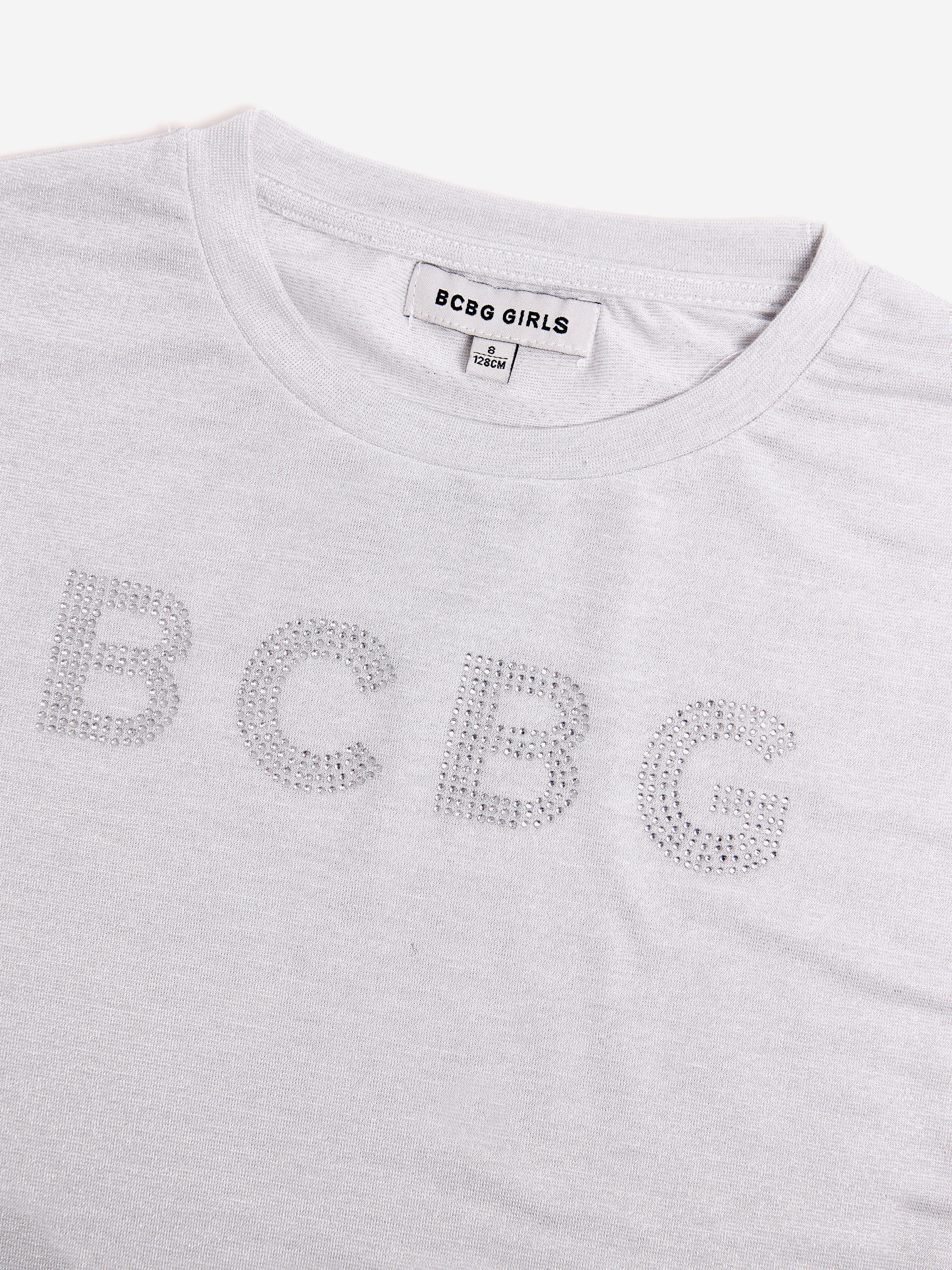 BCBG Girls Grey Glitter T-Shirt | Sparkly Casual Tee for Kids | Perfect for Parties, School & Everyday Wear