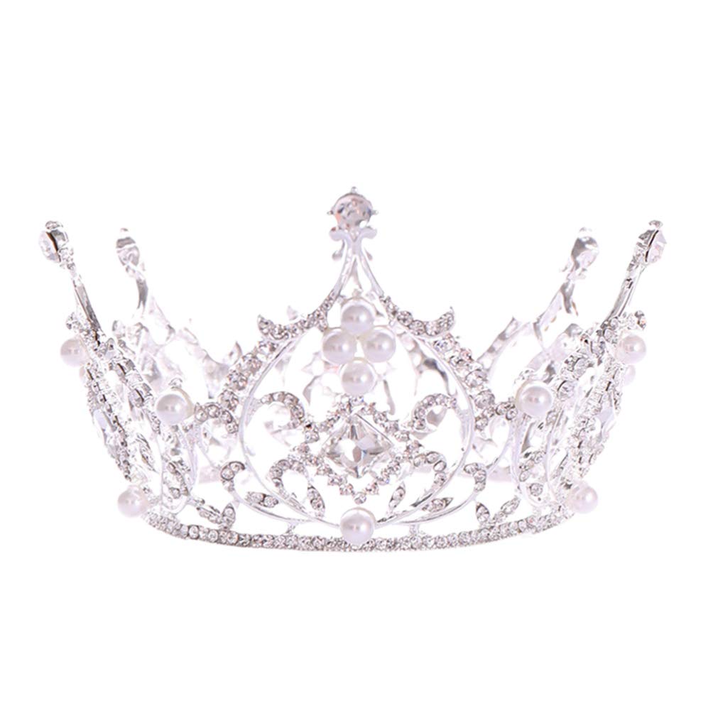 Luxury Minkissy Crystal Bridal Tiara Headband for Women - Baroque Rhinestone Wedding Crown, Queen Headpiece, White Round Bridal Accessories | Perfect for Weddings, Prom, Pageants, and Special Occasions