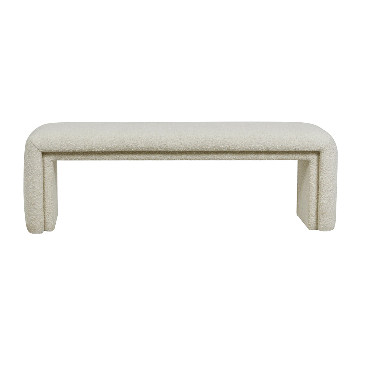 Hugo Layer Boucle Bench - Modern Upholstered Accent Bench for Living Room, Bedroom & Entryway | Soft Boucle Fabric, Sturdy Wooden Legs | Perfect for Seating, Storage & Home Decor