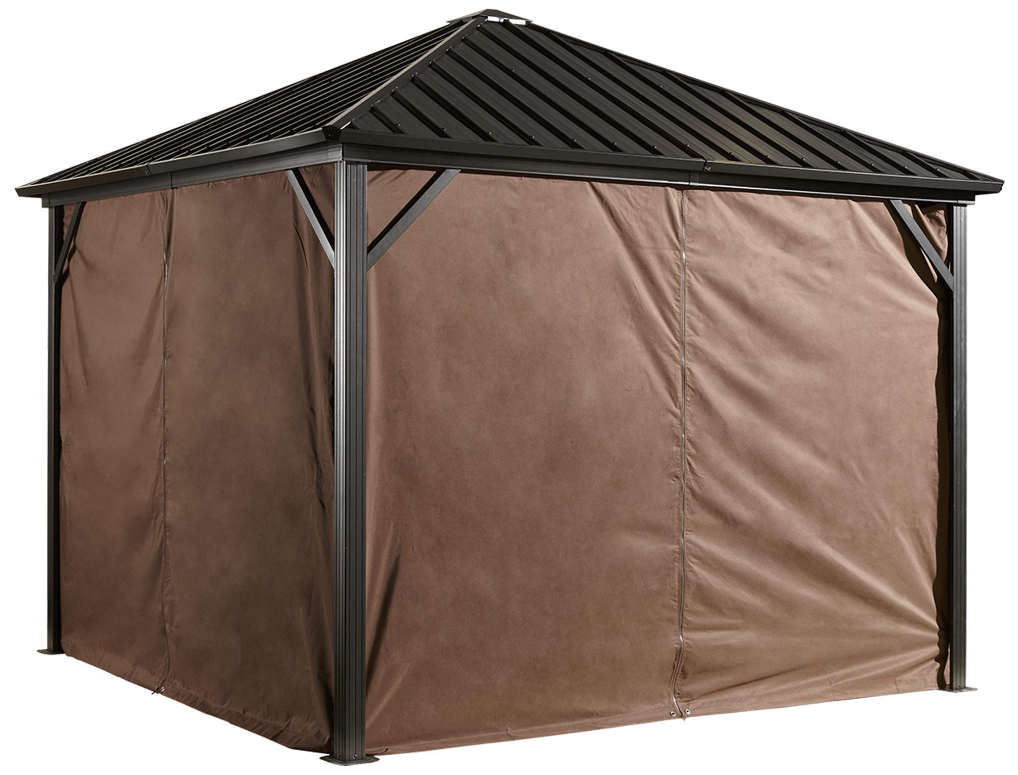 Sojag 10' x 12' Outdoor Gazebo Curtains Set of 4 - Brown Weather-Resistant Sun Shade for Dakota Gazebo, Perfect for Patio, Deck, and Backyard Privacy Protection