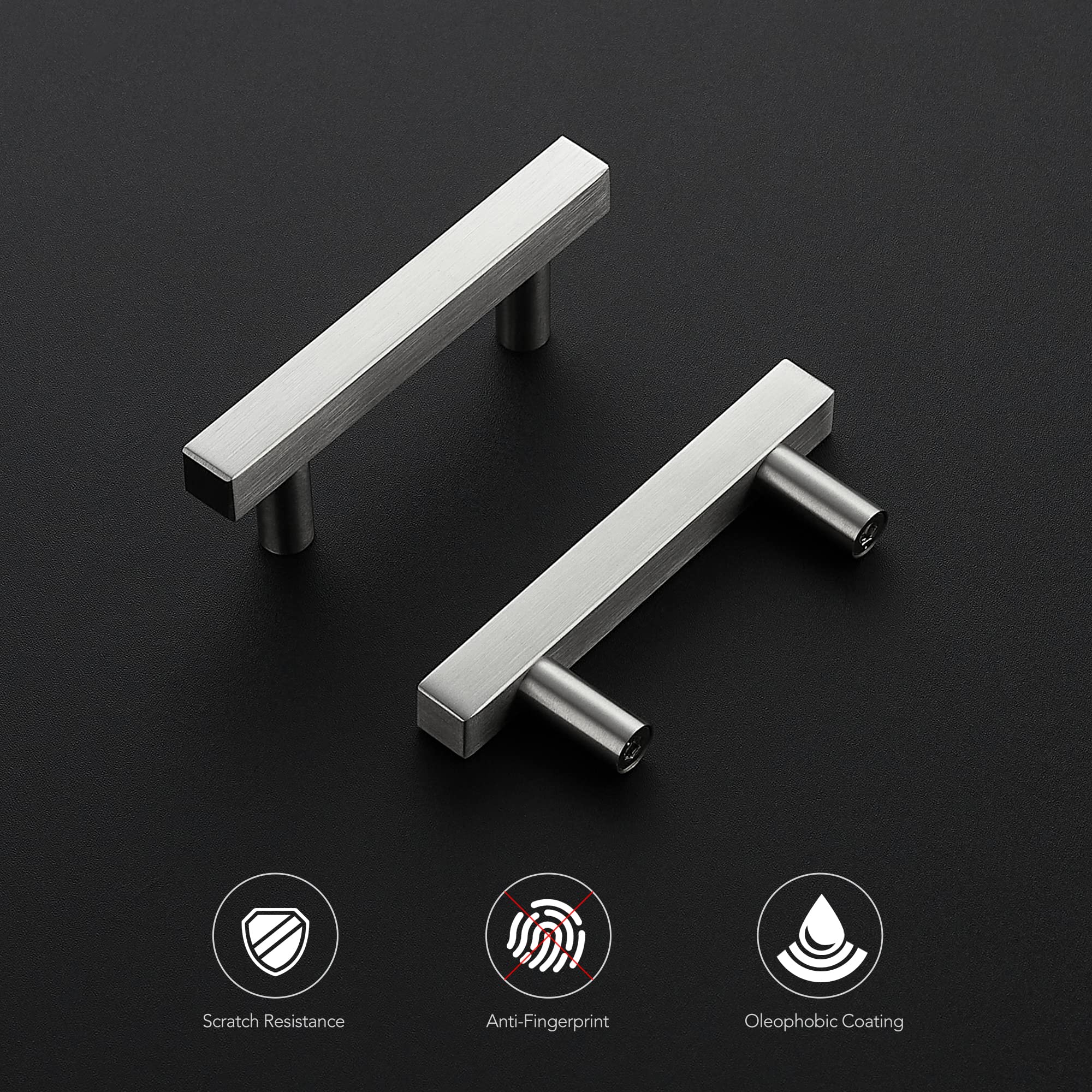 25 Pack 2-1/2 Inch Brushed Nickel Square Cabinet Pulls - Stainless Steel Kitchen Cabinet Handles & Drawer Pulls (4