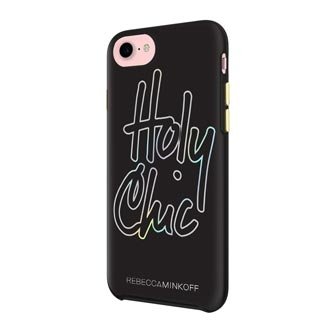 Rebecca Minkoff Double Up Designer iPhone 7 Case - Protective Holy Chic Black Holographic Foil Phone Cover | Perfect for Everyday Use, Travel & Fashion Accessories