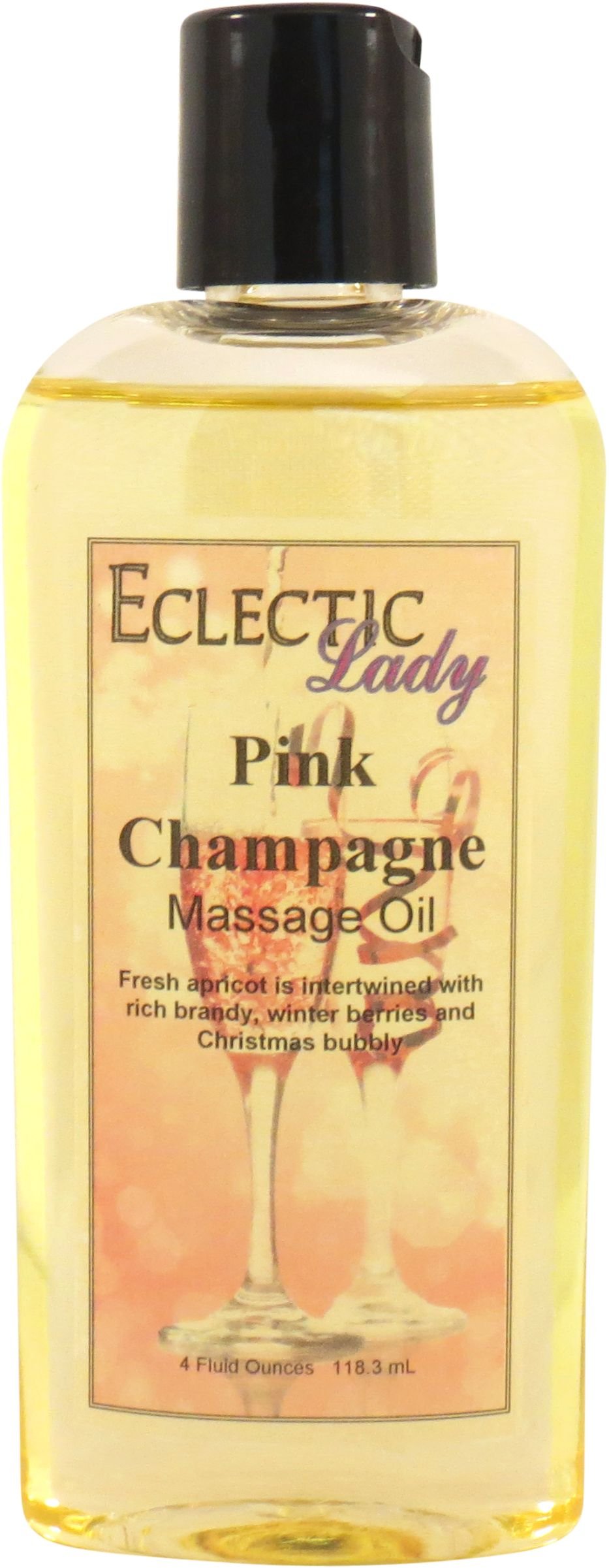 Pink Champagne Massage Oil - 4 oz Natural Blend with Sweet Almond & Jojoba Oil | Preservative-Free Aromatherapy Oil for Couples Massage, Spa Relaxation & Romantic Nights | Perfect Gift for Valentine's Day & Anniversaries