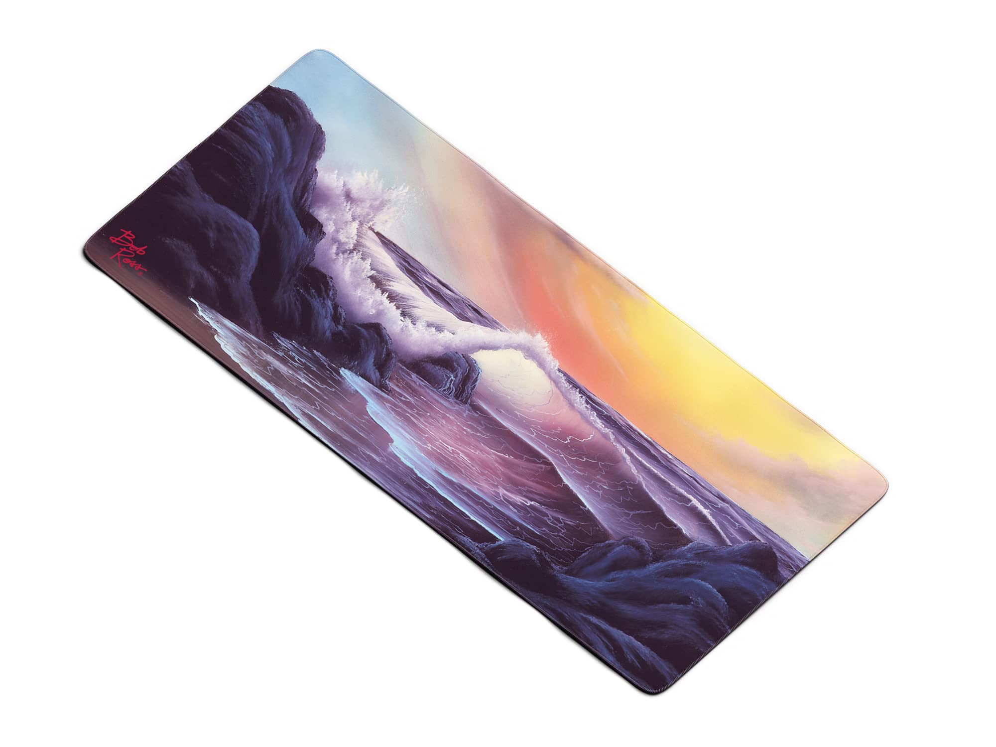Bob Ross Stormy Seas Large Ergonomic Desk Mat - Non-Slip Gaming Mouse Pad for Computer, Wireless Mouse & Keyboard | Perfect for Office Work, Gaming & Home Office Setup
