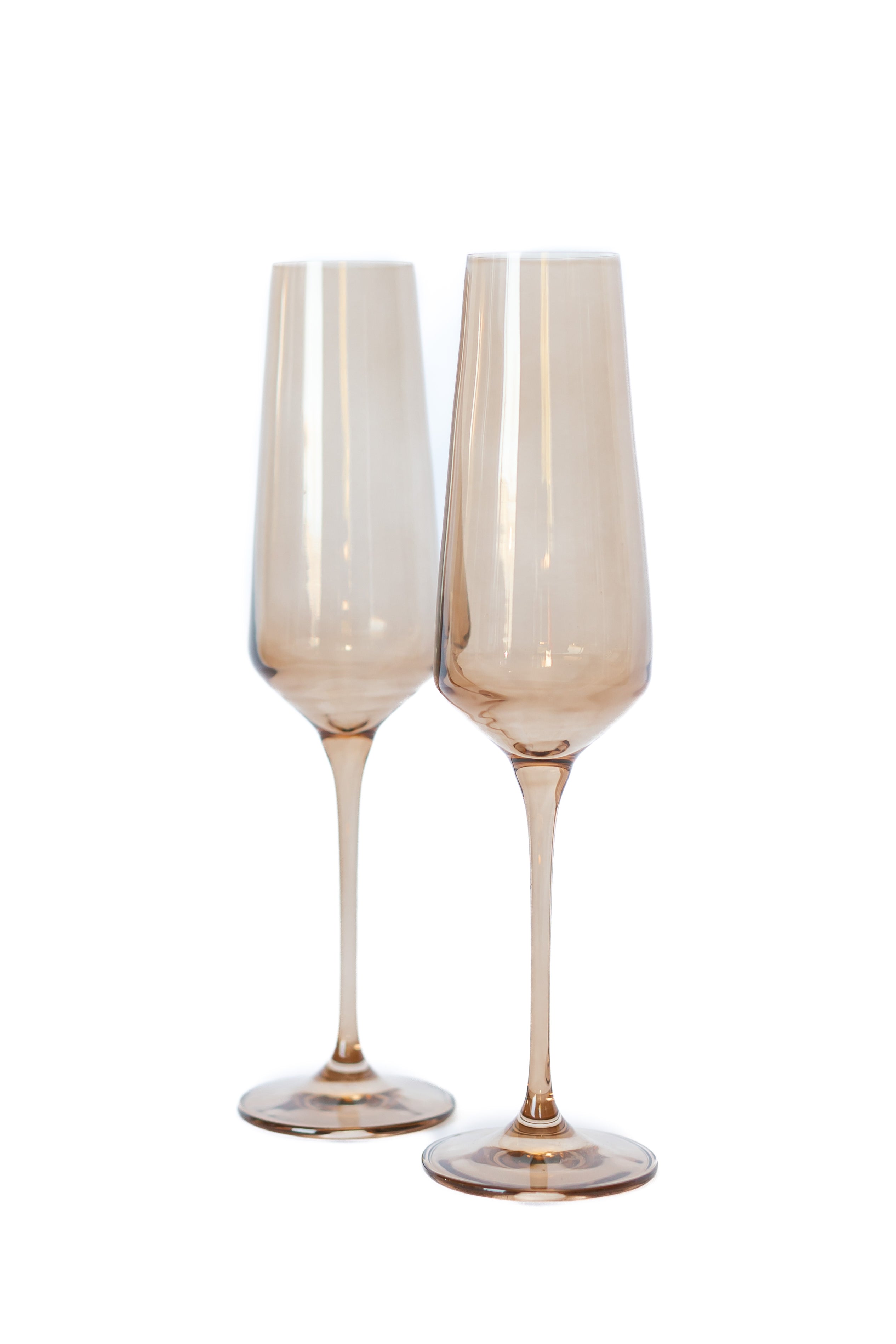 Estelle Colored Champagne Flute Set of 6 - Mocha Mousse (Amber Smoke) - Elegant Glassware for Weddings, Parties & Special Occasions
