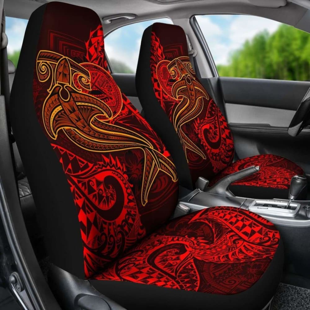 Premium American Samoa Car Seat Covers - Red Shark Polynesian Tattoo Design (102802) | Durable & Stylish Protection for Cars, Trucks & SUVs | Perfect for Travel, Commuting & Outdoor Adventures